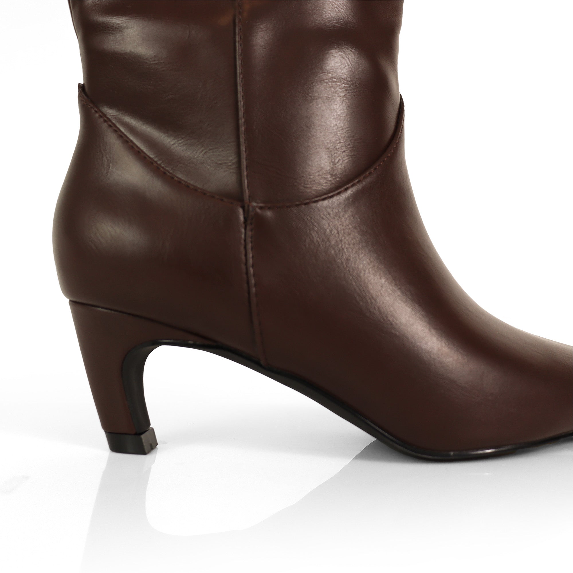 SHIRLEY-1 POINTED TOE BOOTS W/ KITTEN HEEL CHOCOLATE PU