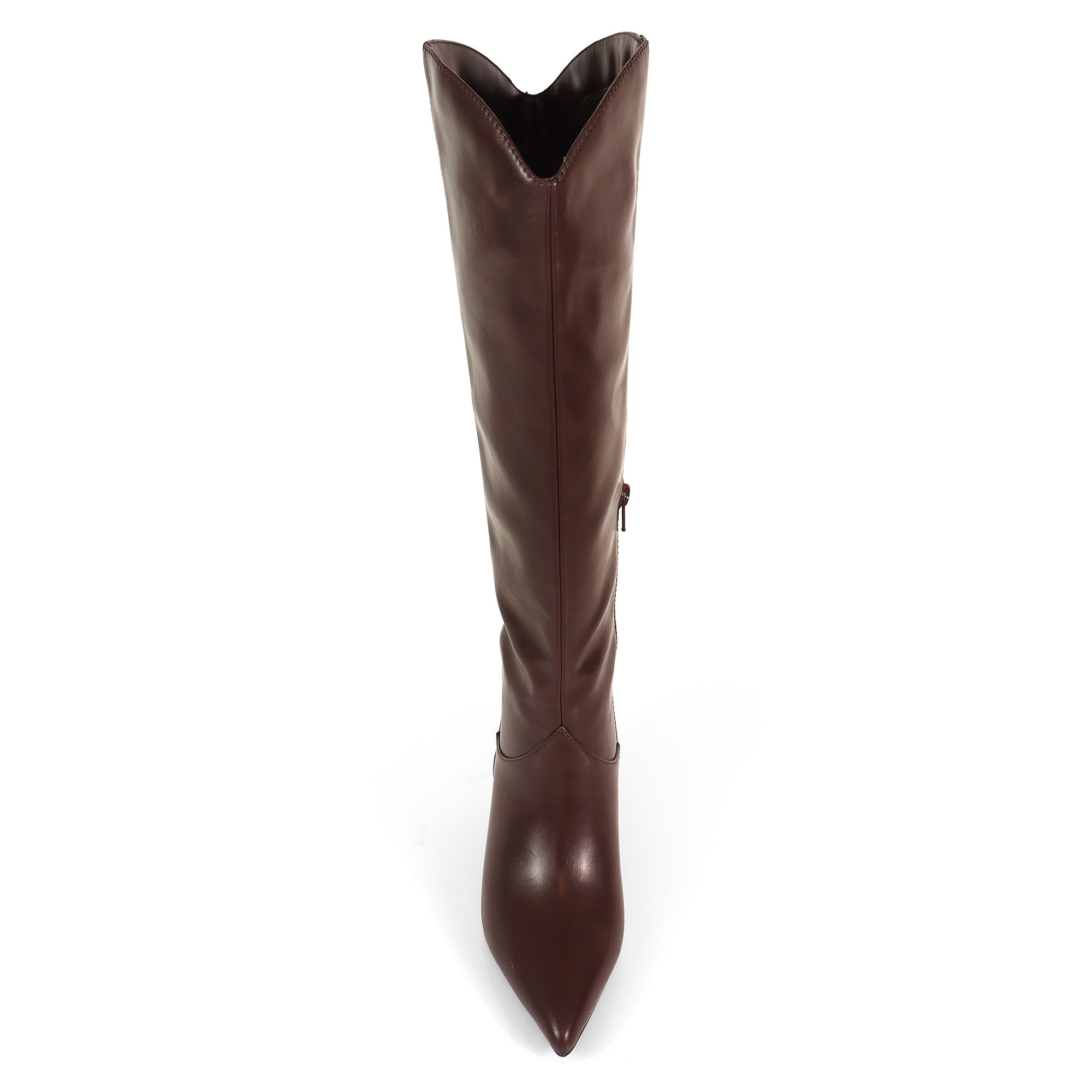 SHIRLEY-1 POINTED TOE BOOTS W/ KITTEN HEEL CHOCOLATE PU