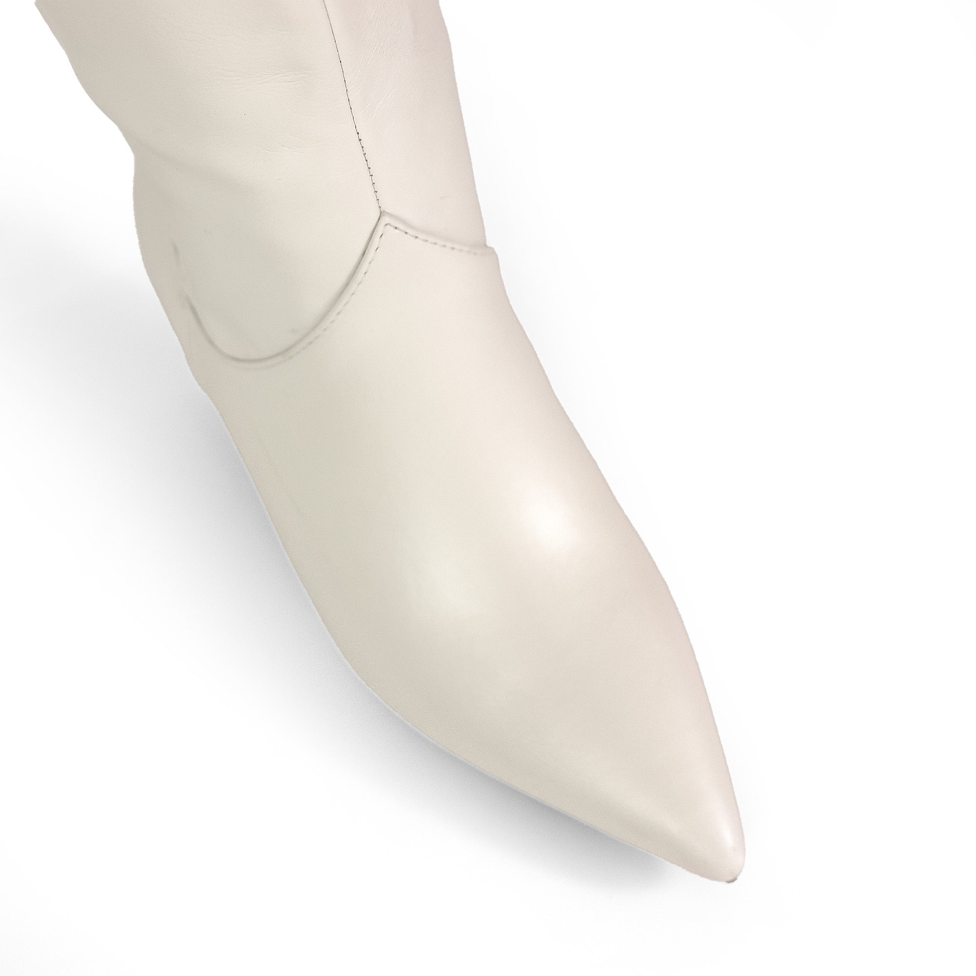 SHIRLEY-1 POINTED TOE BOOTS W/ KITTEN HEEL WHITE PU
