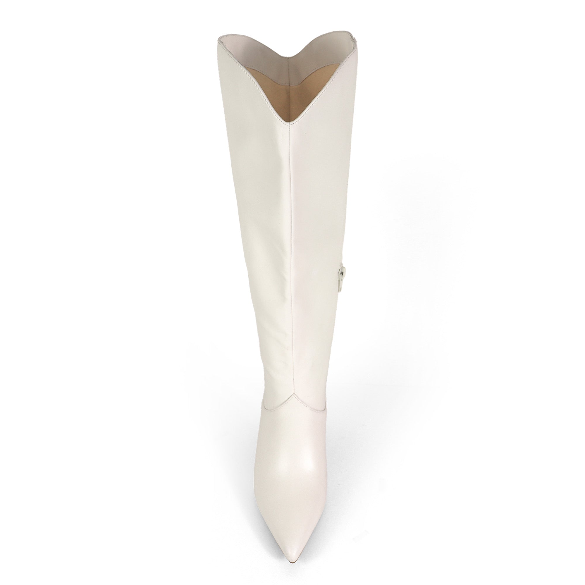 SHIRLEY-1 POINTED TOE BOOTS W/ KITTEN HEEL WHITE PU