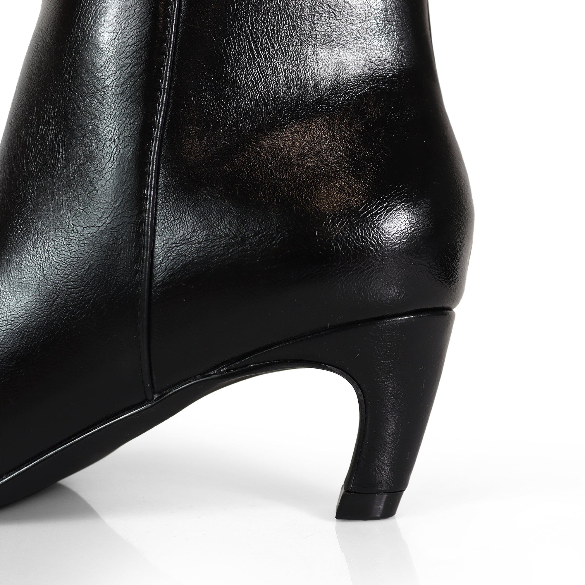 SHIRLEY-2 OPEN TOE CANVAS ANKLE BOOTS W/ STILETTO HEEL BLACK
