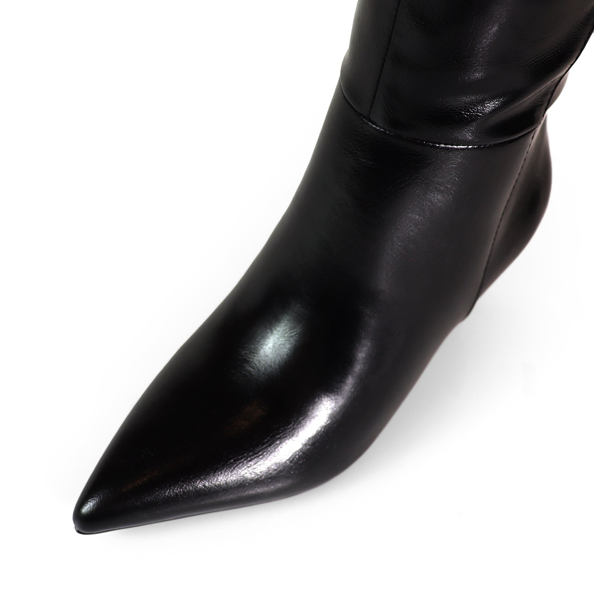 SHIRLEY-2 OPEN TOE CANVAS ANKLE BOOTS W/ STILETTO HEEL BLACK