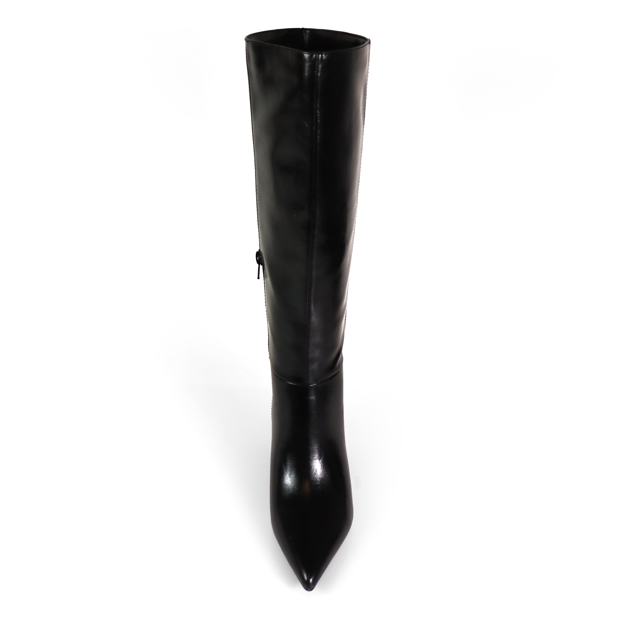 SHIRLEY-2 OPEN TOE CANVAS ANKLE BOOTS W/ STILETTO HEEL BLACK