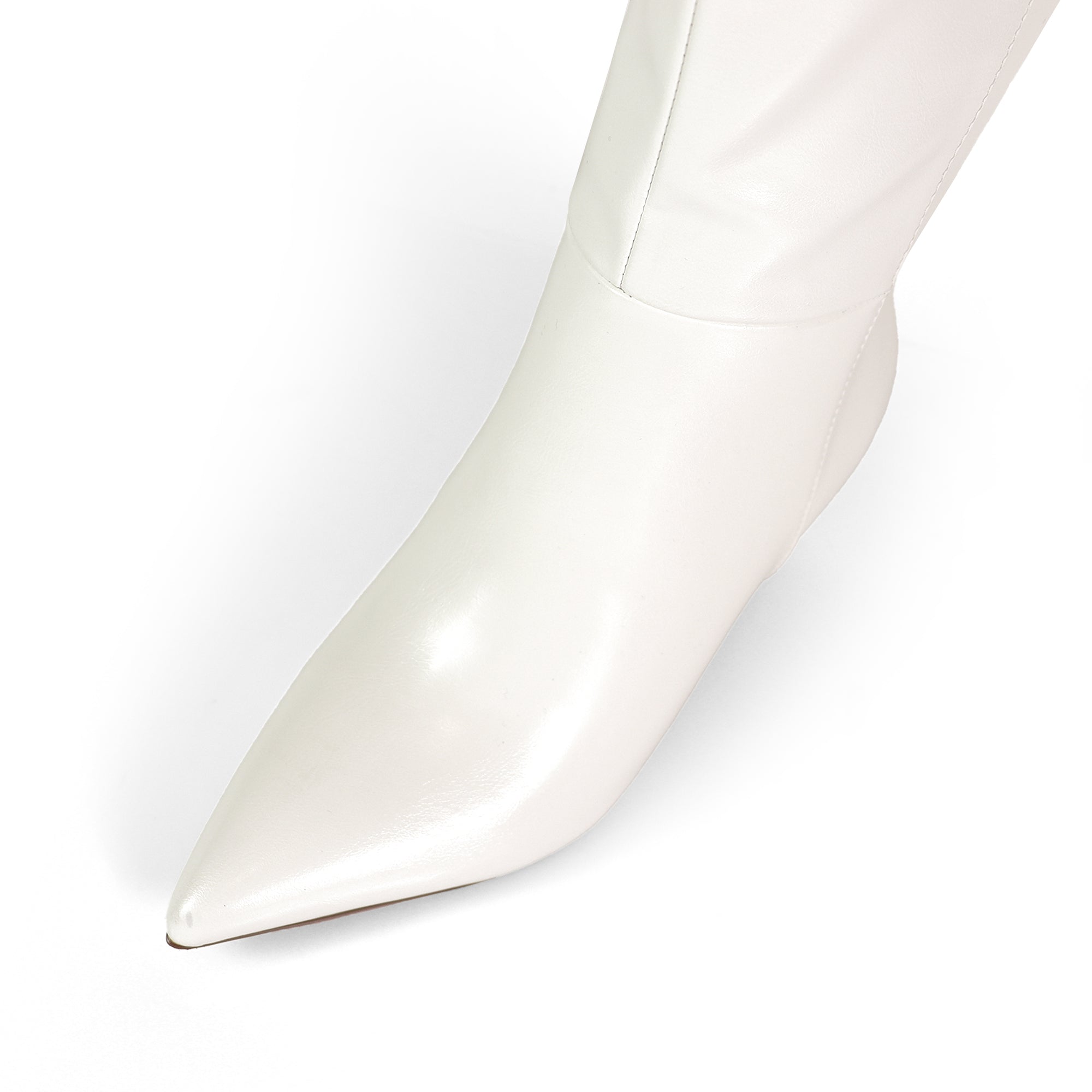 SHIRLEY-2 OPEN TOE CANVAS ANKLE BOOTS W/ STILETTO HEEL WHITE