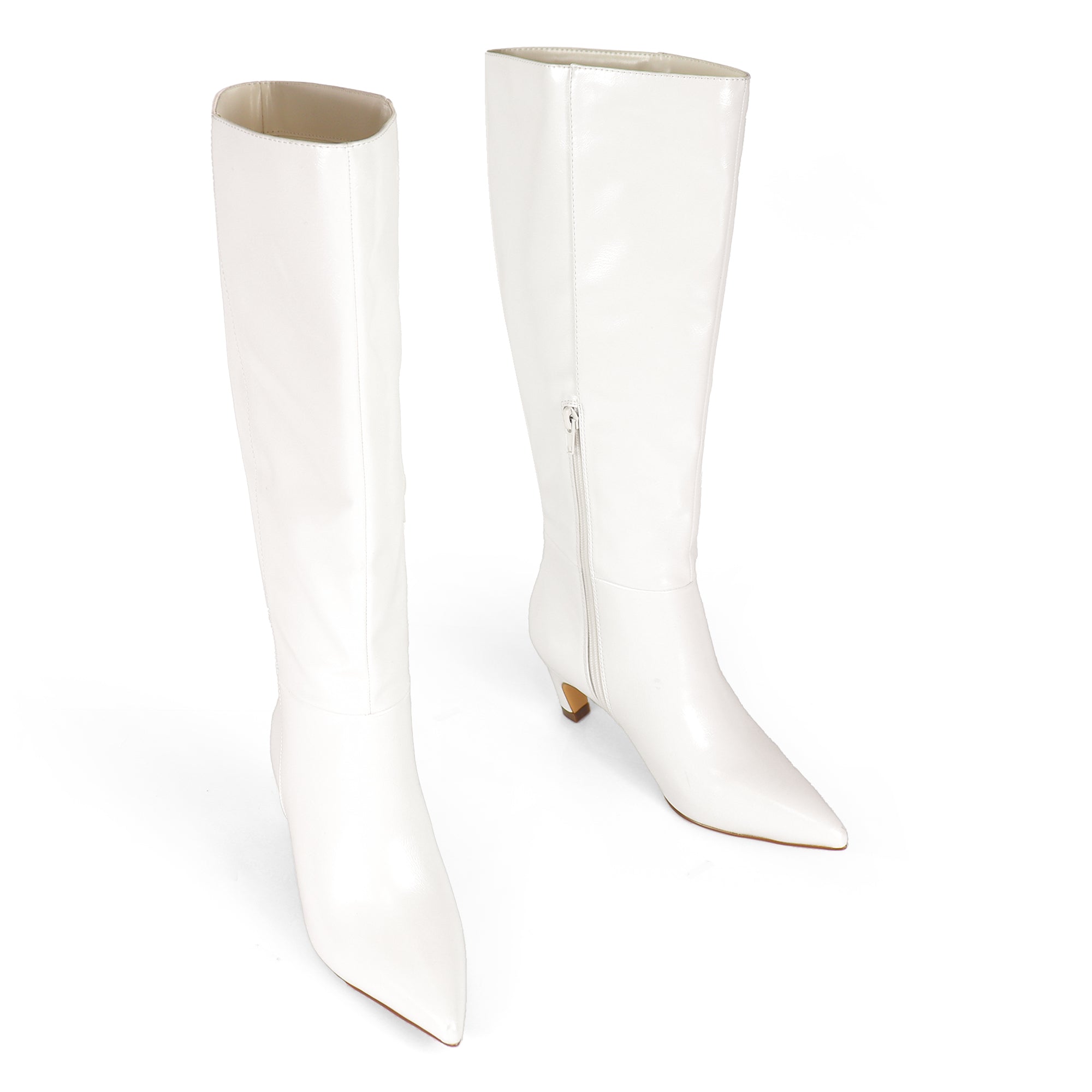 SHIRLEY-2 OPEN TOE CANVAS ANKLE BOOTS W/ STILETTO HEEL WHITE