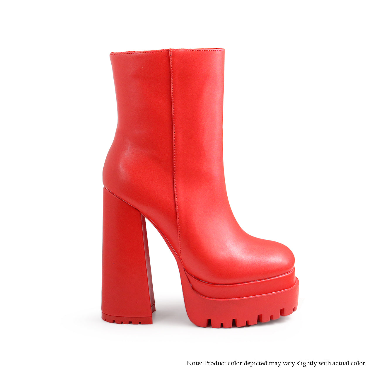 SIENNA-1 DOUBLE PLATFORM LUG SOLE BOOTIES - RED