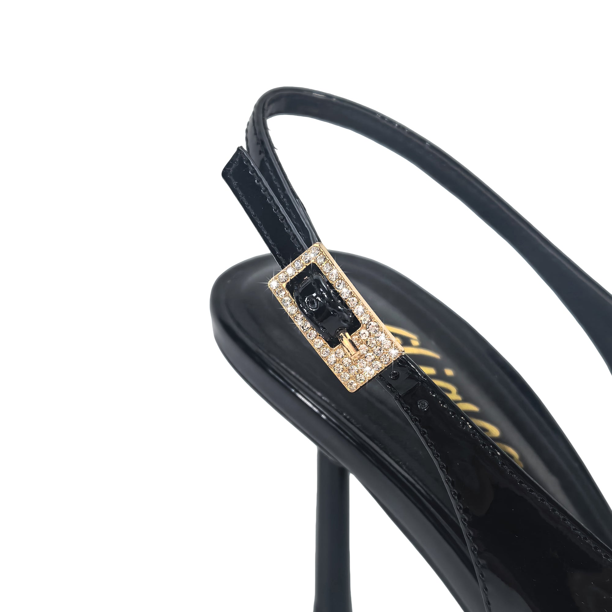 STEFANIA-1 METALLIC POINTED TOE SLINGBACK PUMP BLACK