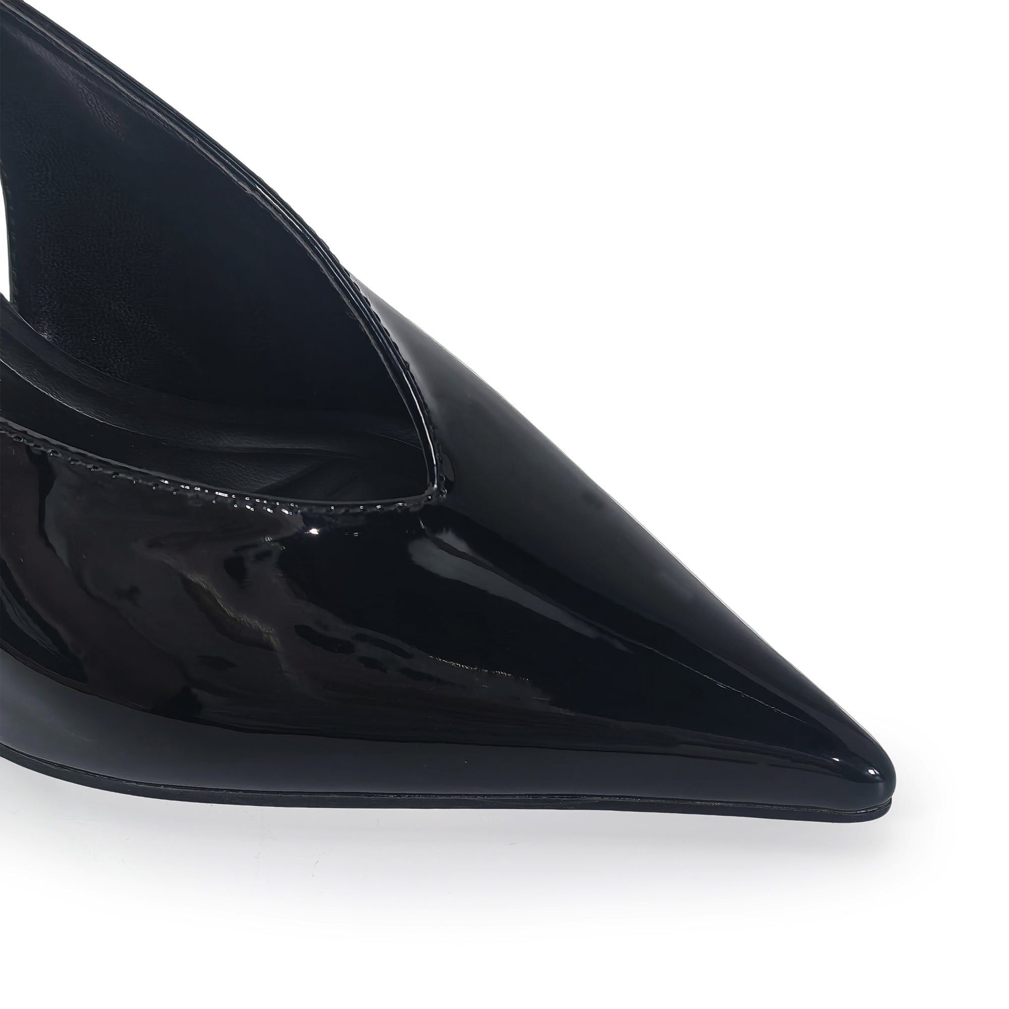 STEFANIA-1 METALLIC POINTED TOE SLINGBACK PUMP BLACK