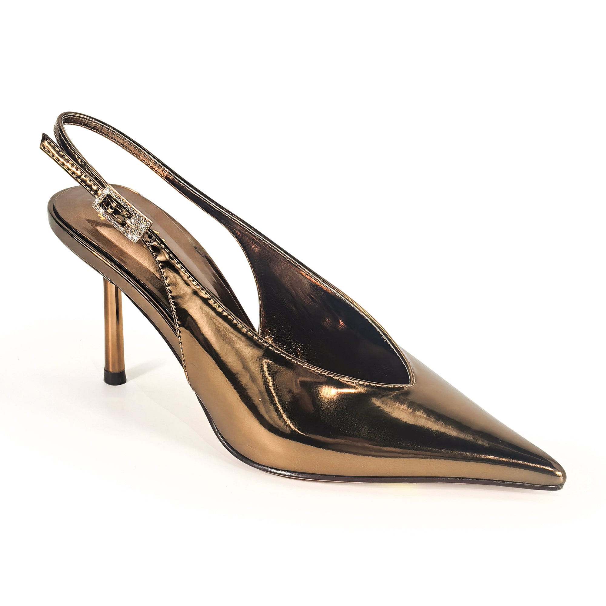 STEFANIA-1 METALLIC POINTED TOE SLINGBACK PUMP BRONZE