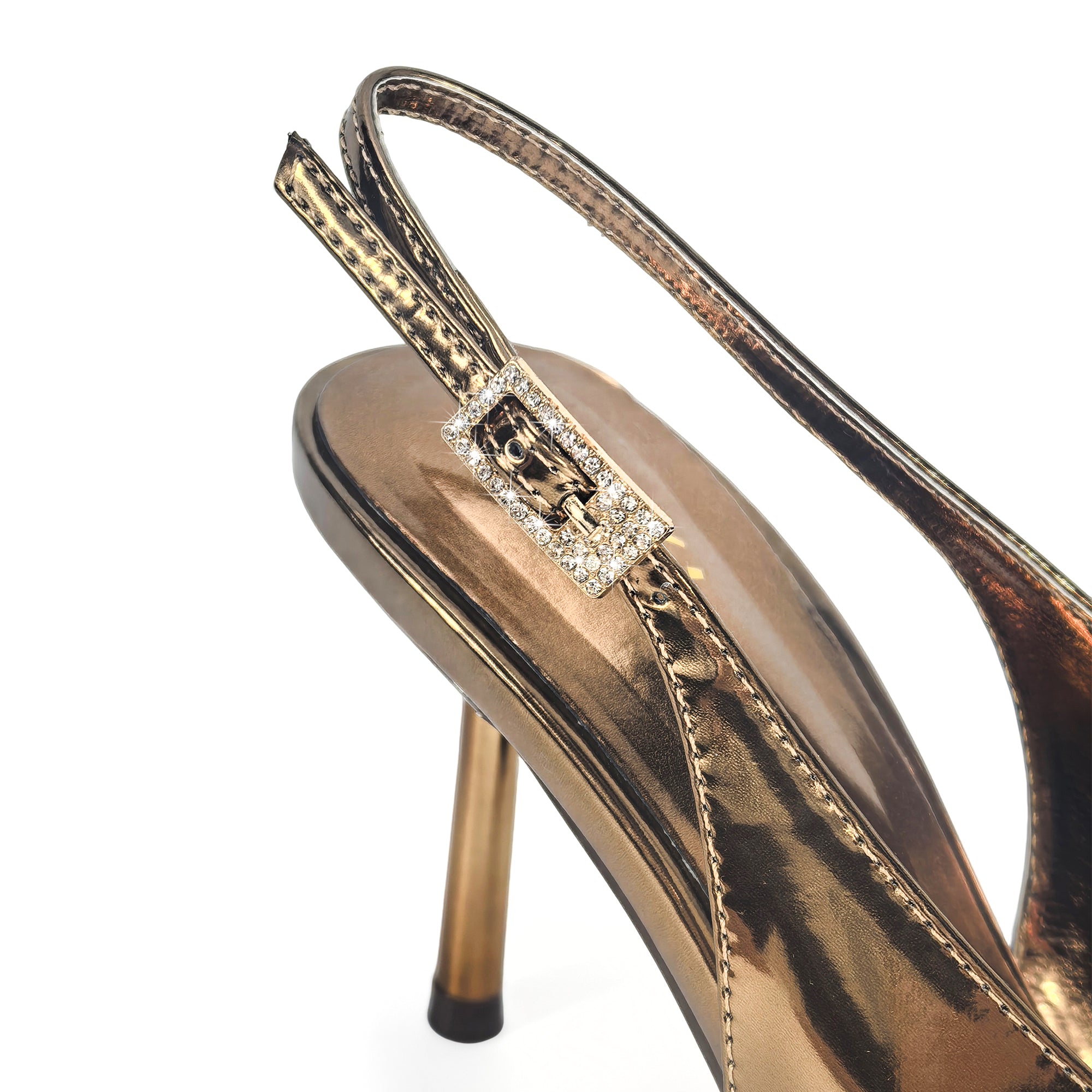 STEFANIA-1 METALLIC POINTED TOE SLINGBACK PUMP BRONZE