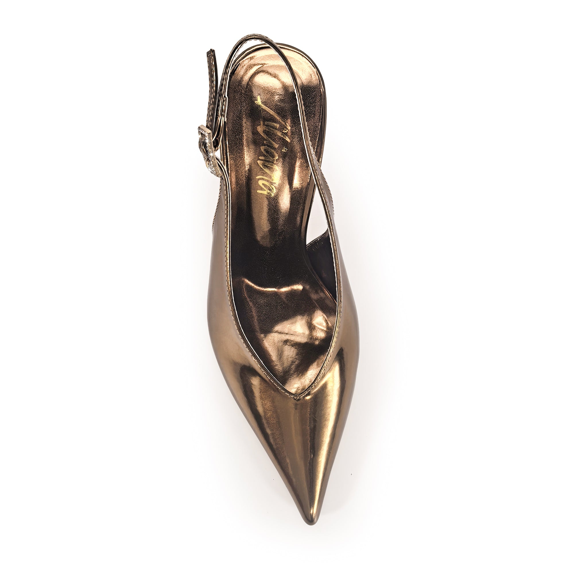 STEFANIA-1 METALLIC POINTED TOE SLINGBACK PUMP BRONZE