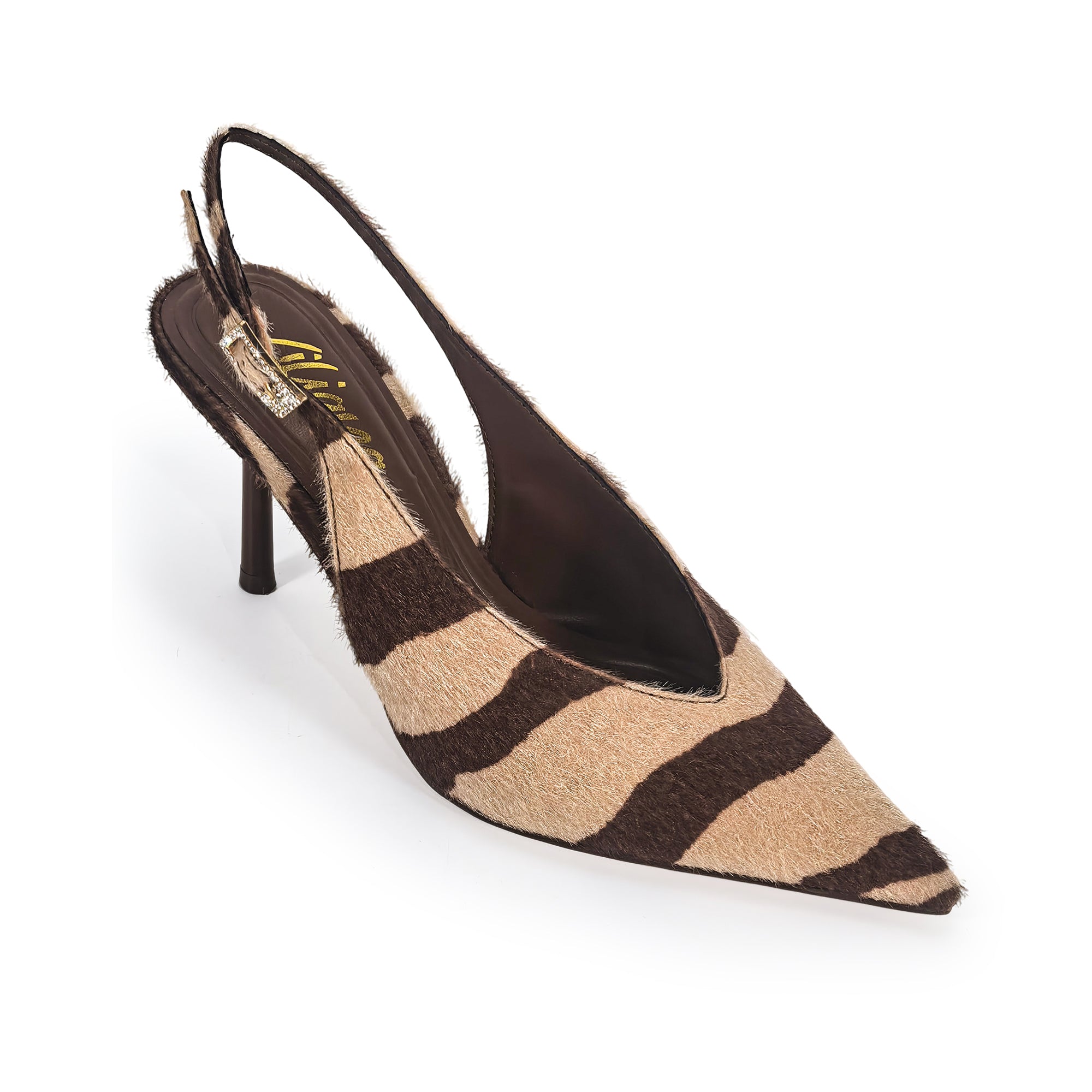 STEFANIA-1 METALLIC POINTED TOE SLINGBACK PUMP BROWN MULITPLE