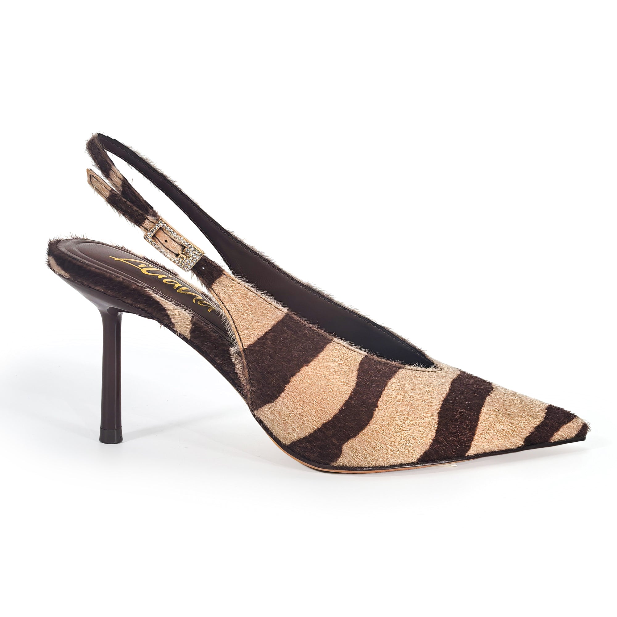 STEFANIA-1 METALLIC POINTED TOE SLINGBACK PUMP BROWN MULITPLE