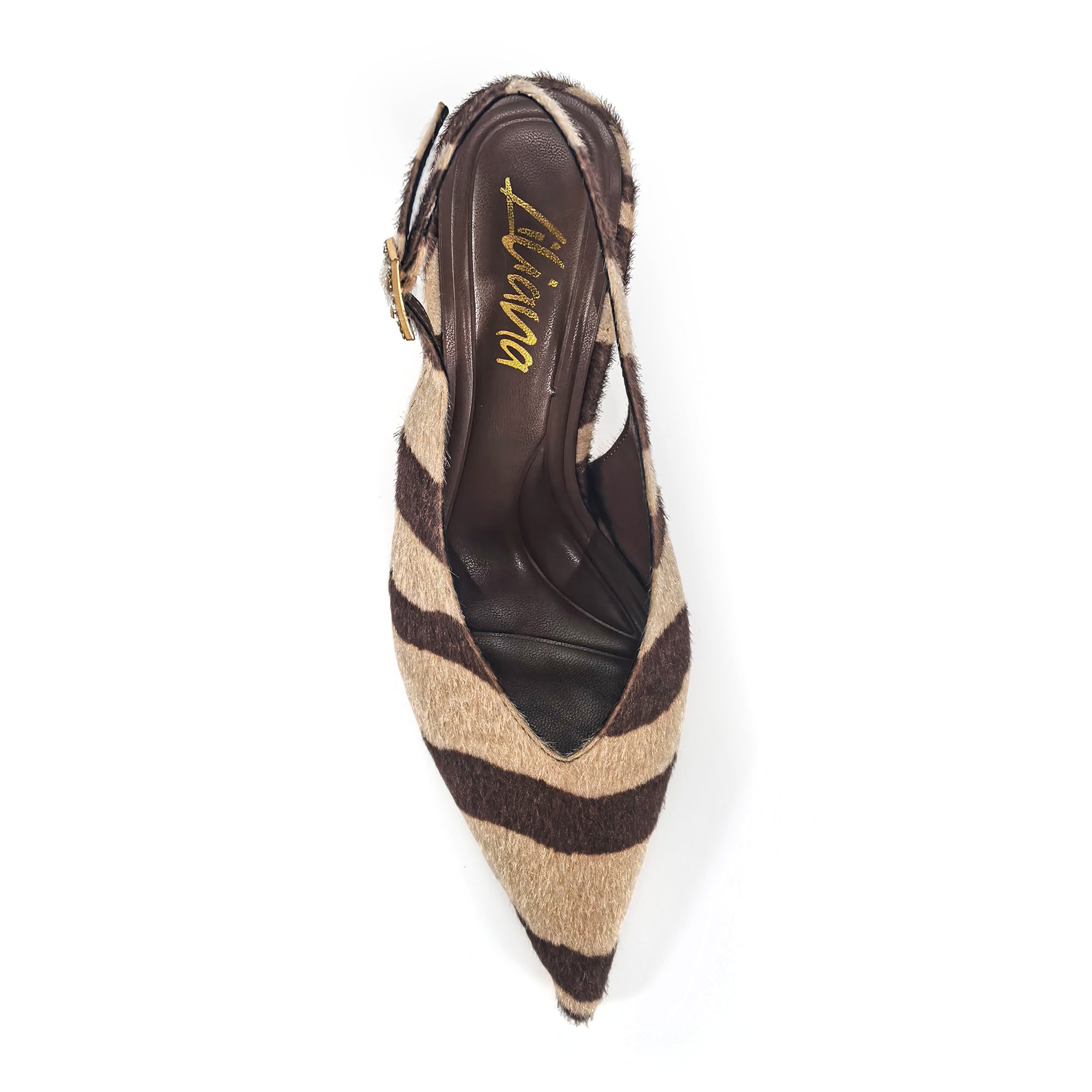 STEFANIA-1 METALLIC POINTED TOE SLINGBACK PUMP BROWN MULITPLE