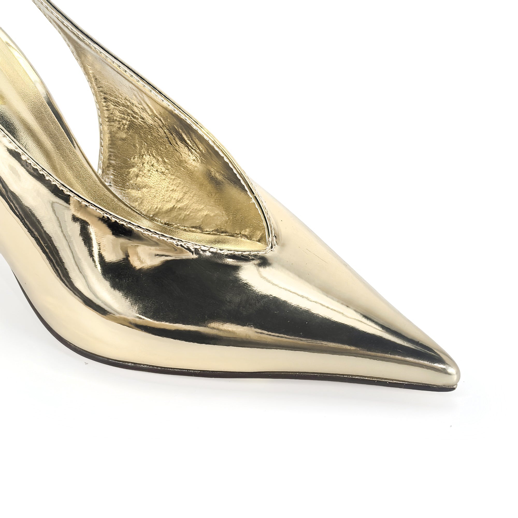 STEFANIA-1 METALLIC POINTED TOE SLINGBACK PUMP GOLD