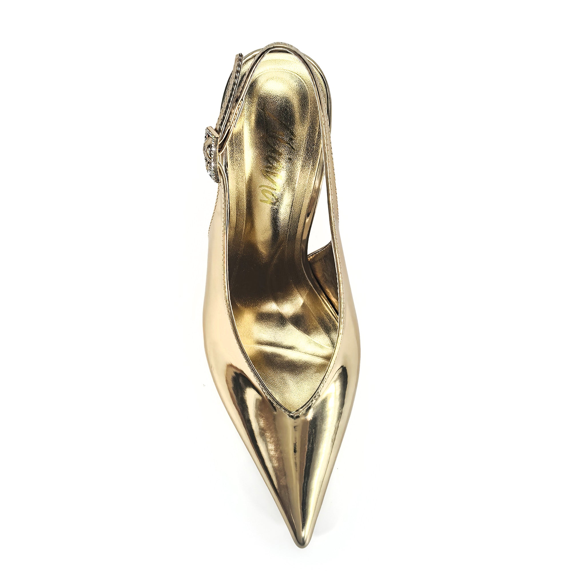 STEFANIA-1 METALLIC POINTED TOE SLINGBACK PUMP GOLD