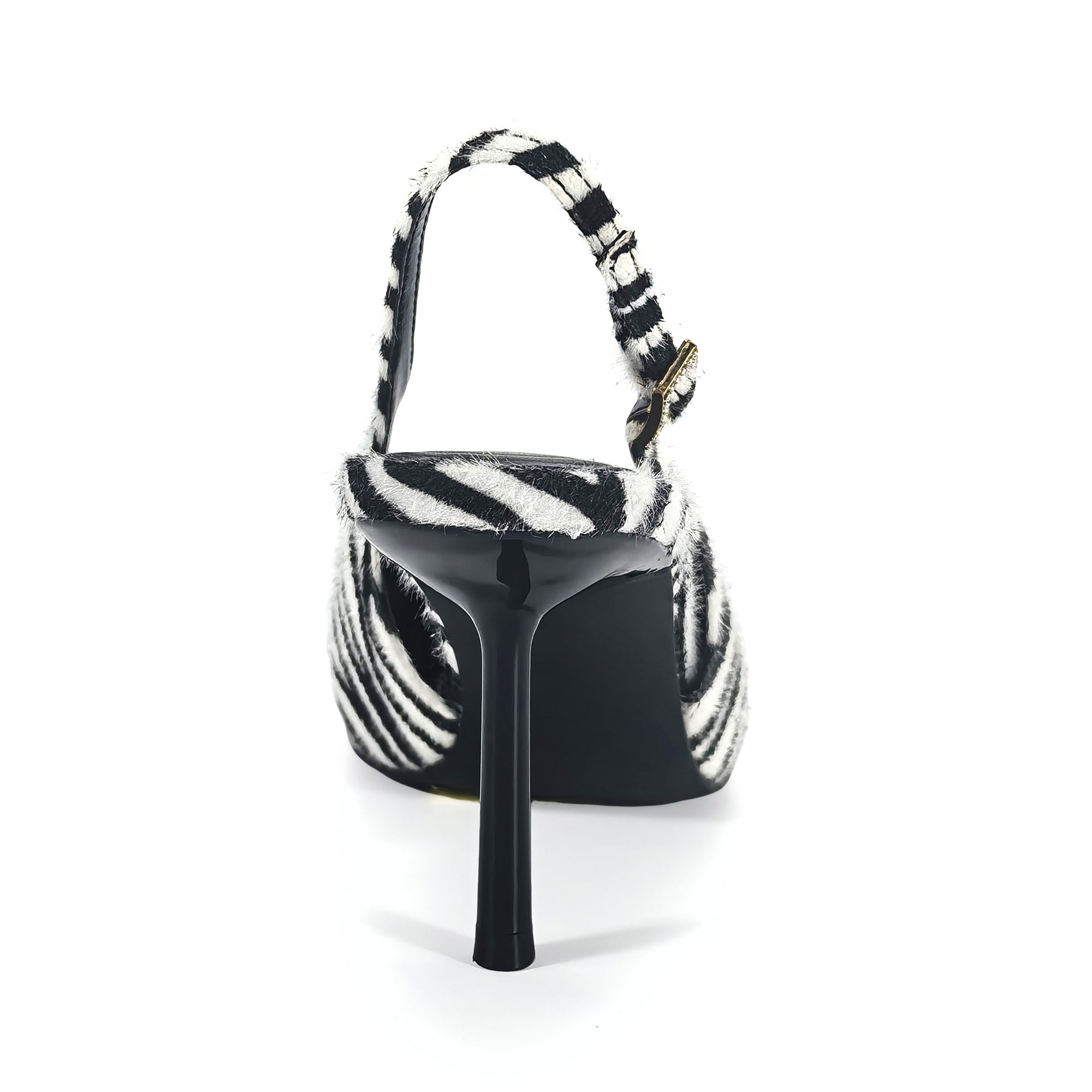 STEFANIA-1 METALLIC POINTED TOE SLINGBACK PUMP ZEBRA