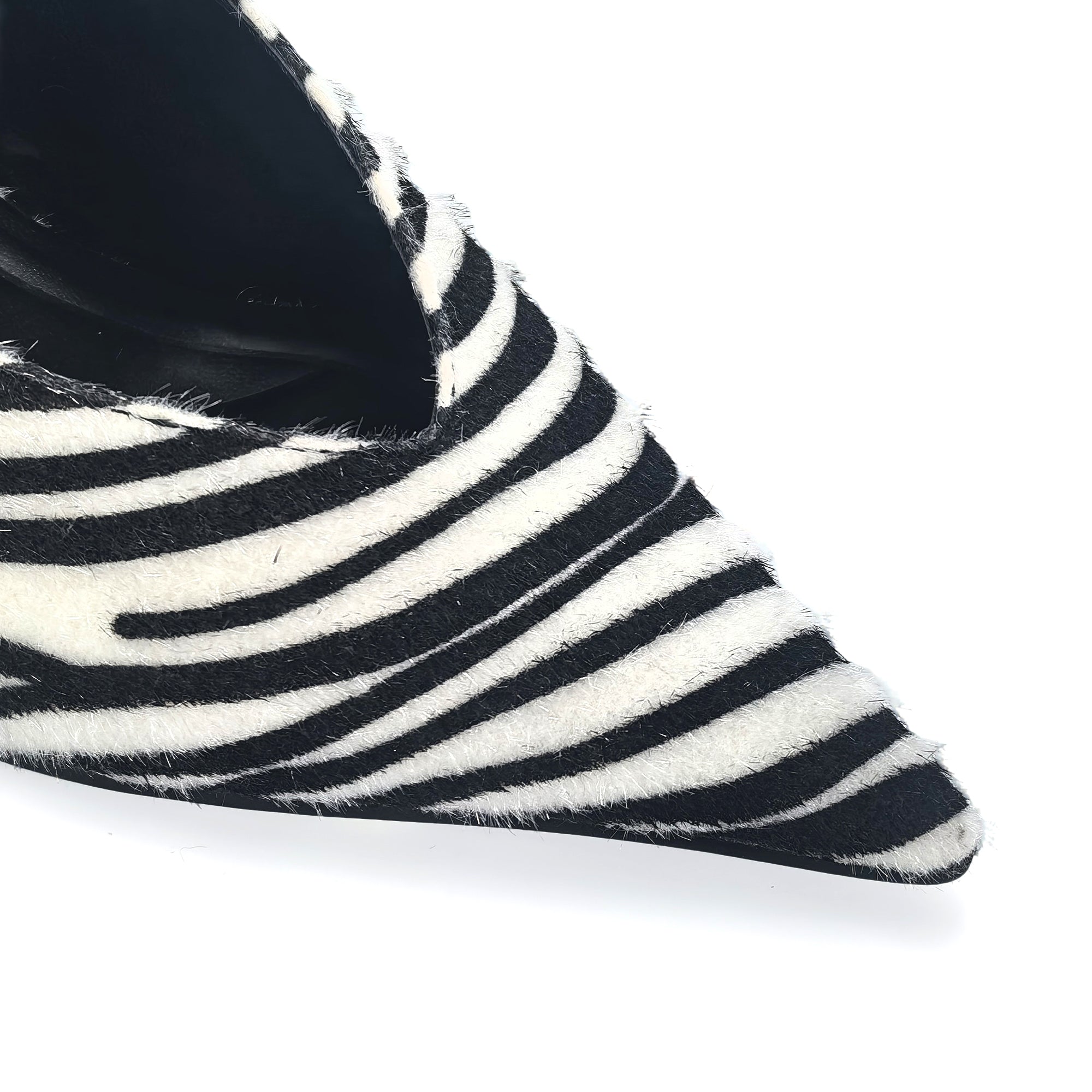 STEFANIA-1 METALLIC POINTED TOE SLINGBACK PUMP ZEBRA
