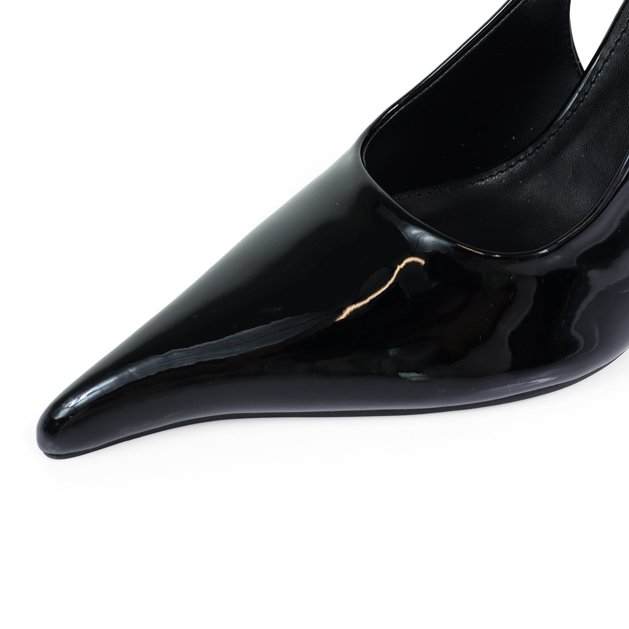 STUZZY-1 POINTED TOE SLINGBACK CURVE HEEL BLACK