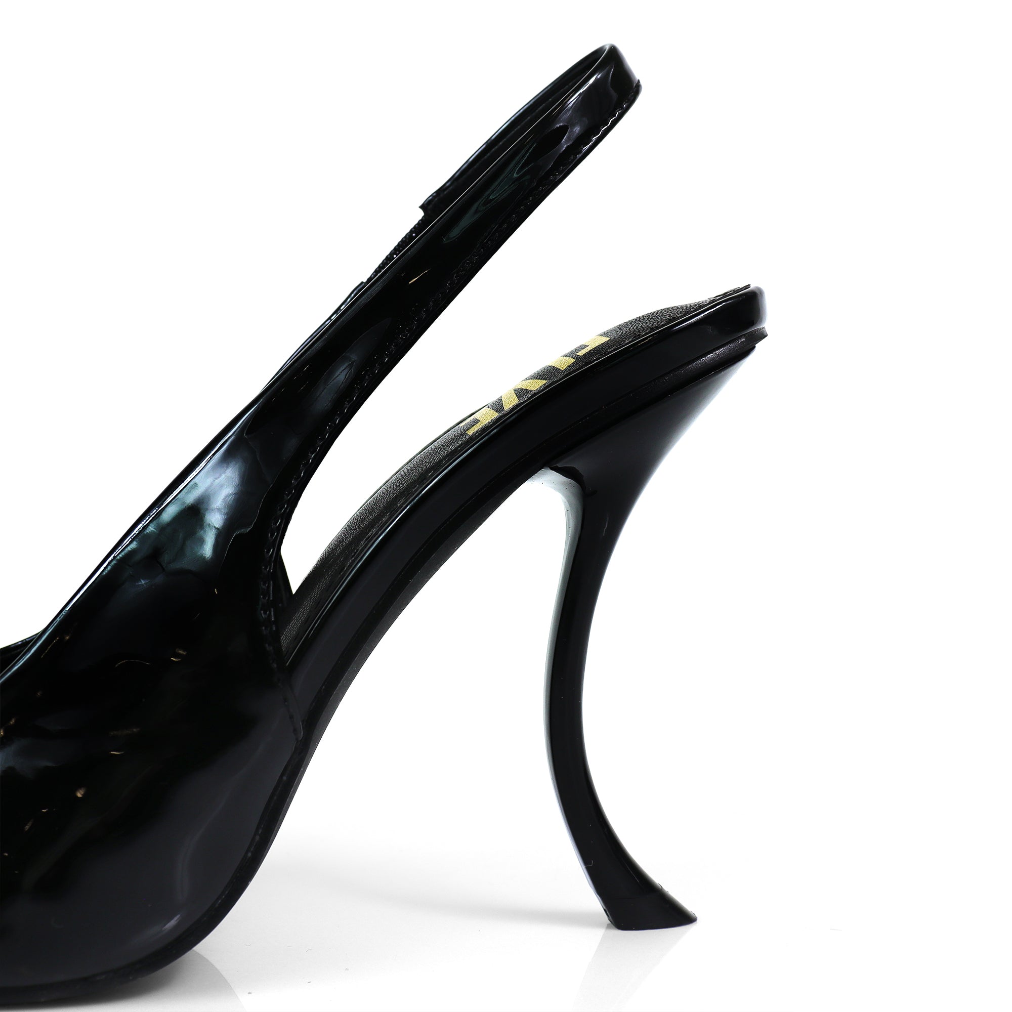 STUZZY-1 POINTED TOE SLINGBACK CURVE HEEL BLACK
