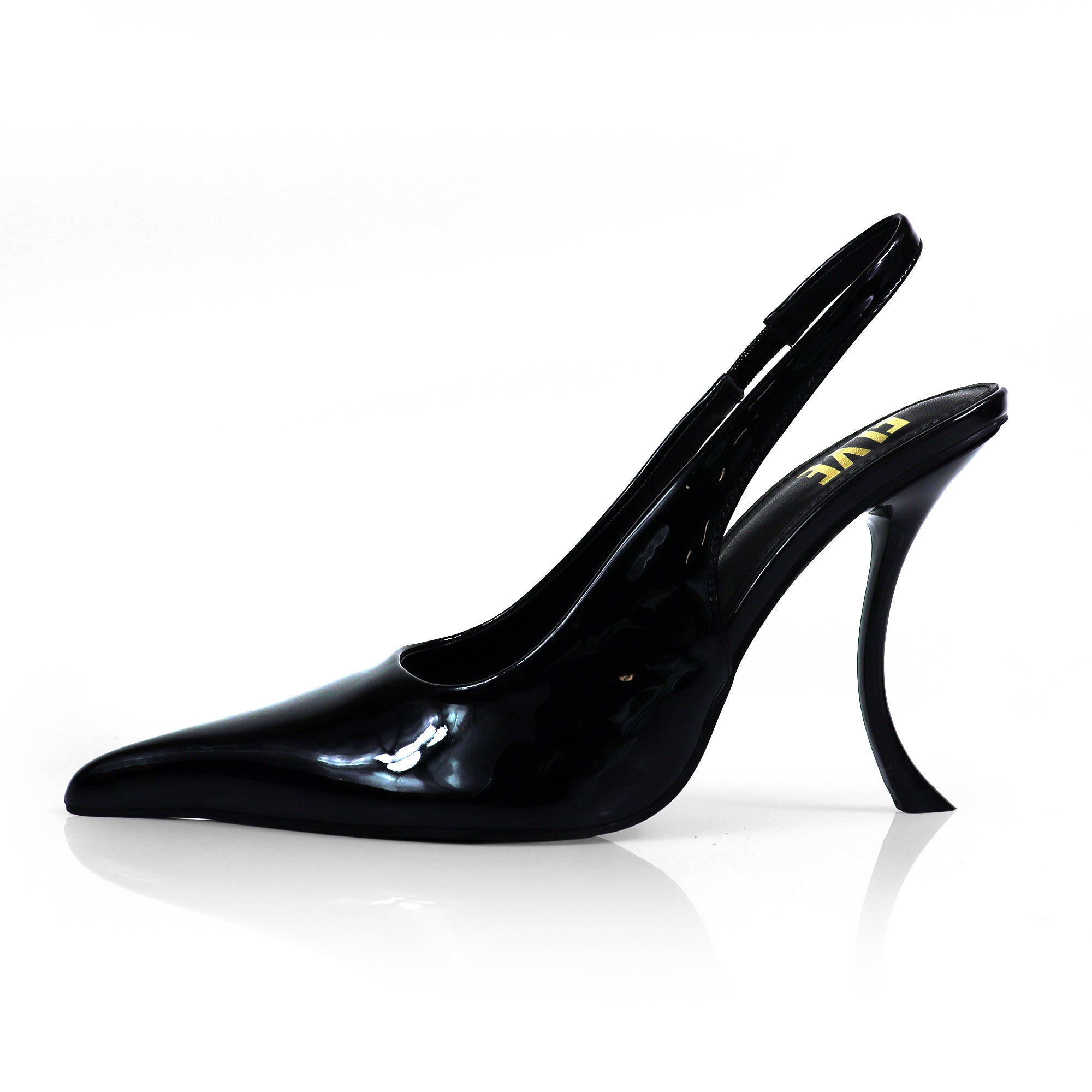 STUZZY-1 POINTED TOE SLINGBACK CURVE HEEL BLACK