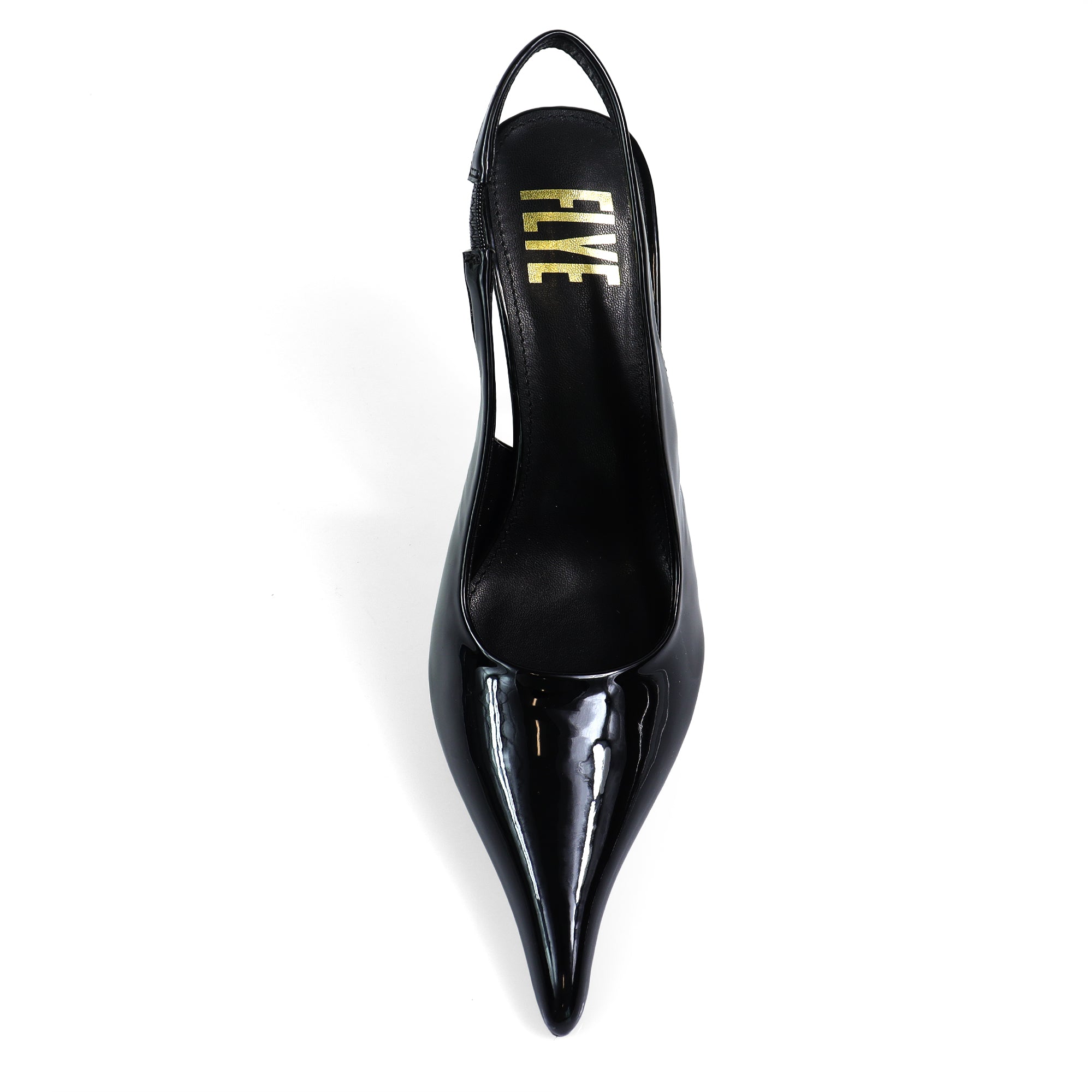 STUZZY-1 POINTED TOE SLINGBACK CURVE HEEL BLACK