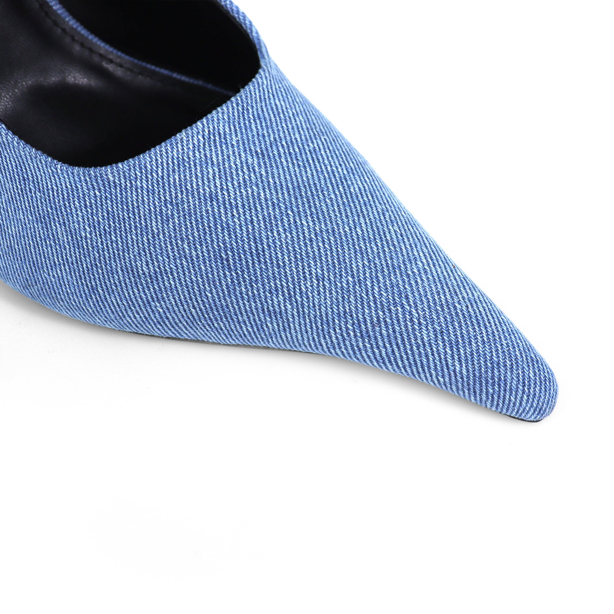 STUZZY-1 POINTED TOE SLINGBACK CURVE HEEL DENIM