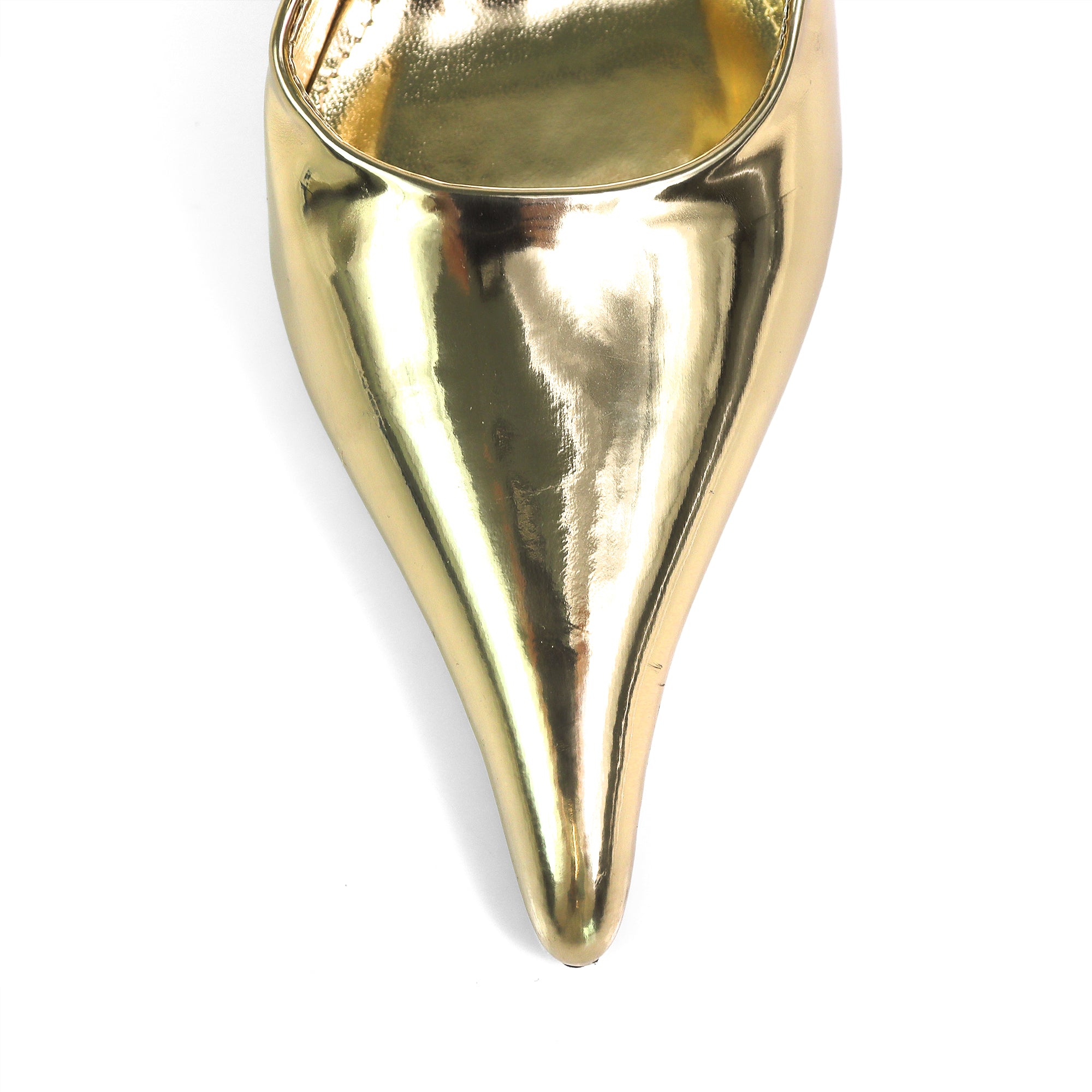 STUZZY-1 POINTED TOE SLINGBACK CURVE HEEL GOLD
