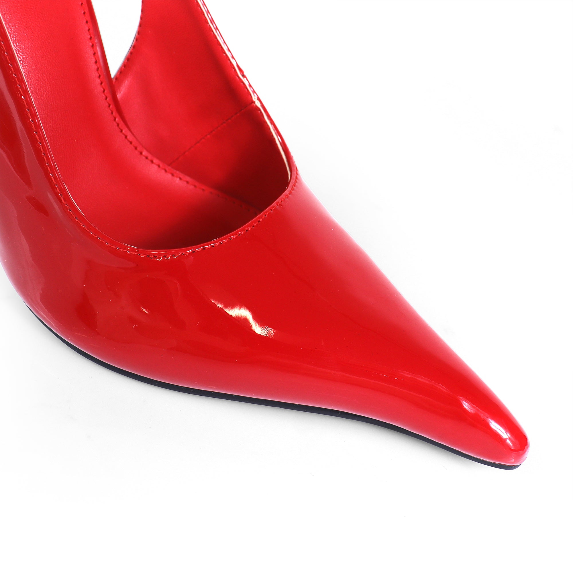 STUZZY-1 POINTED TOE SLINGBACK CURVE HEEL RED
