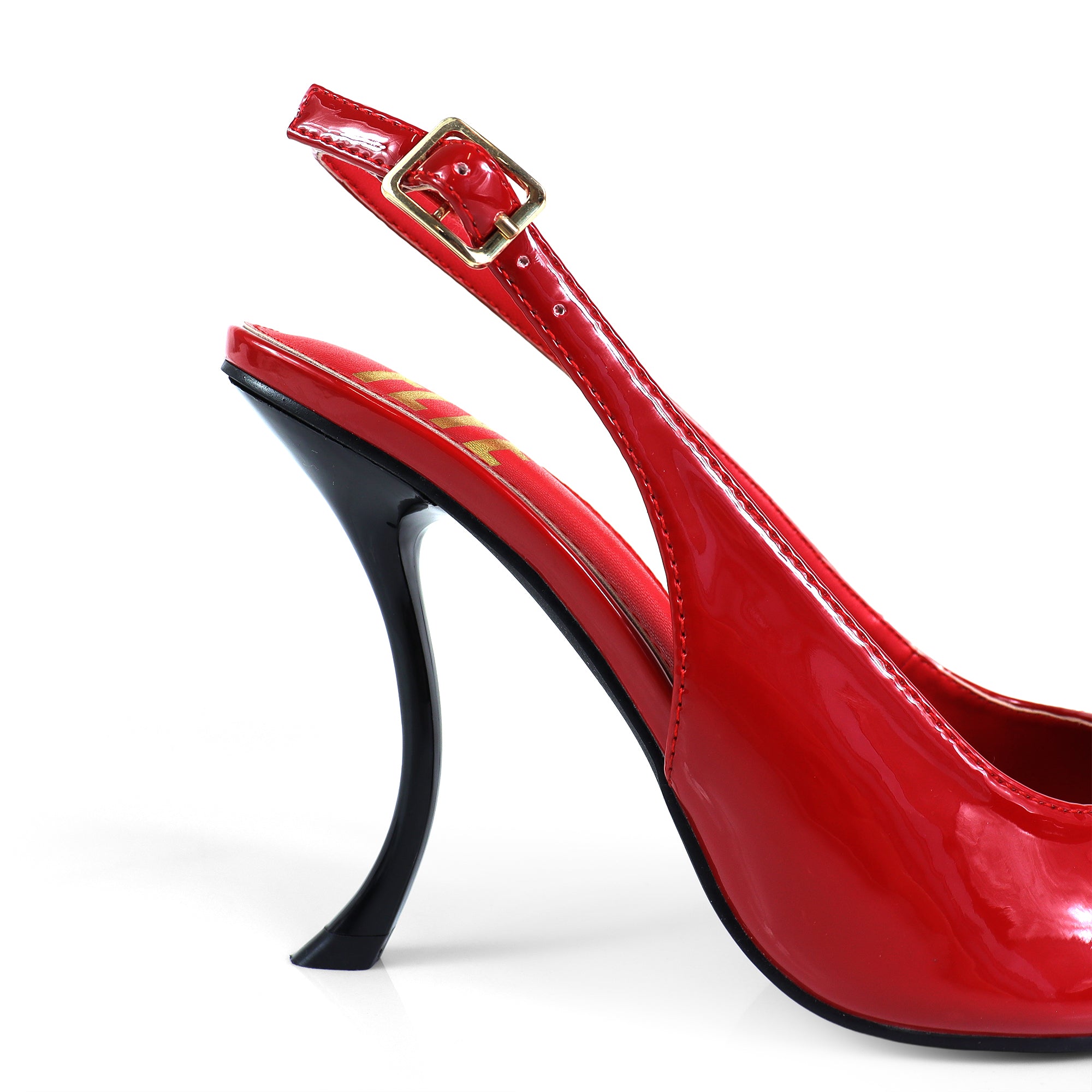 STUZZY-1 POINTED TOE SLINGBACK CURVE HEEL RED