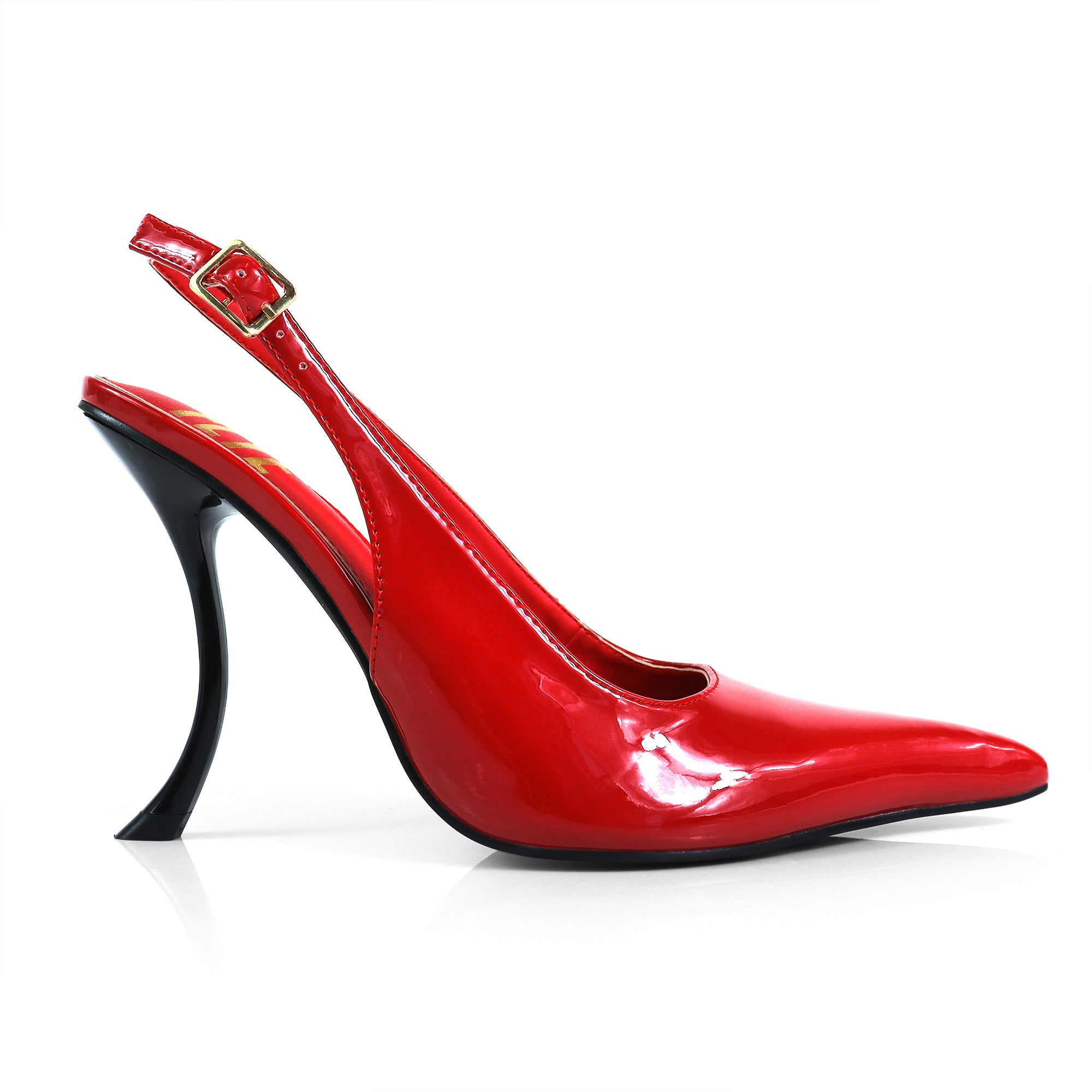 STUZZY-1 POINTED TOE SLINGBACK CURVE HEEL RED