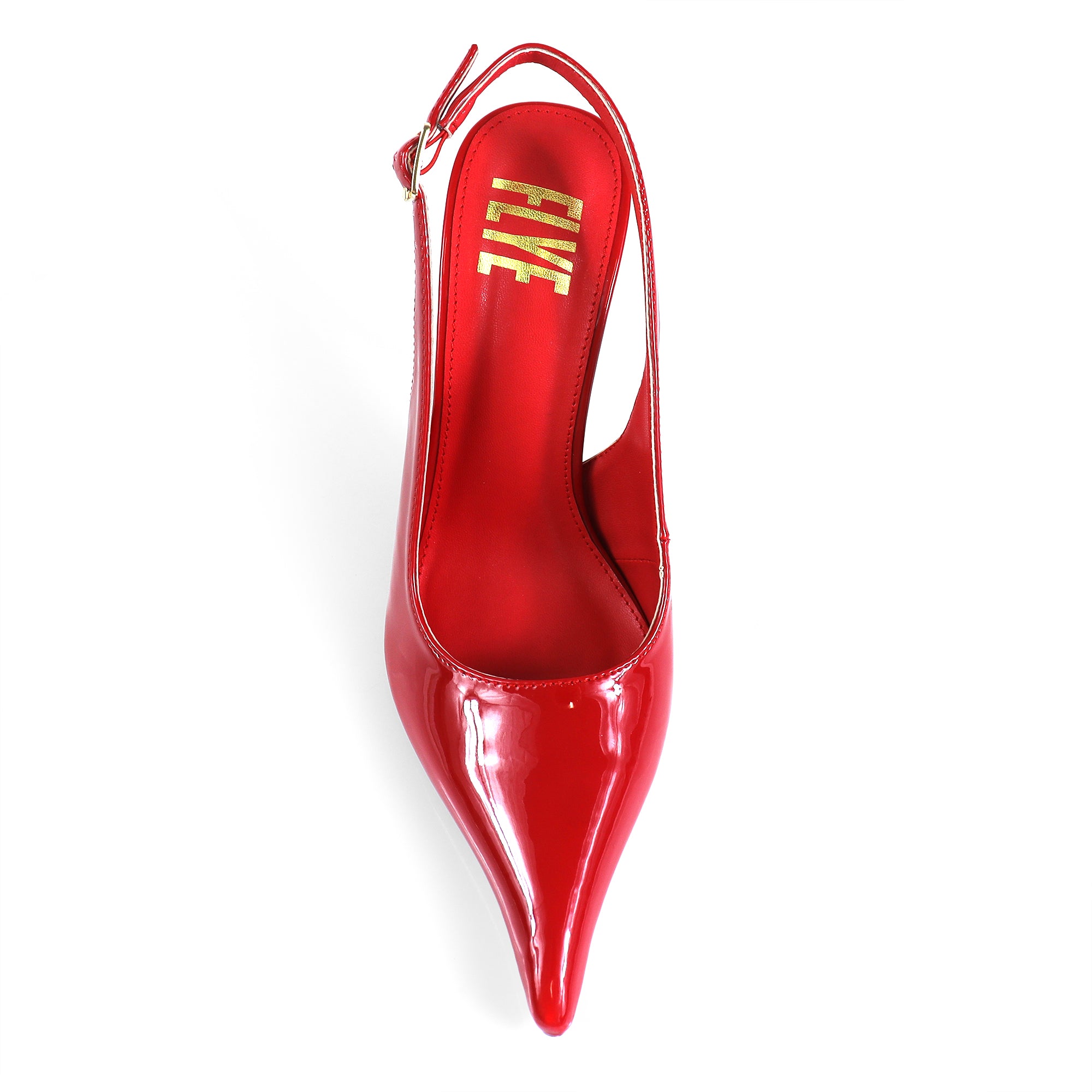 STUZZY-1 POINTED TOE SLINGBACK CURVE HEEL RED