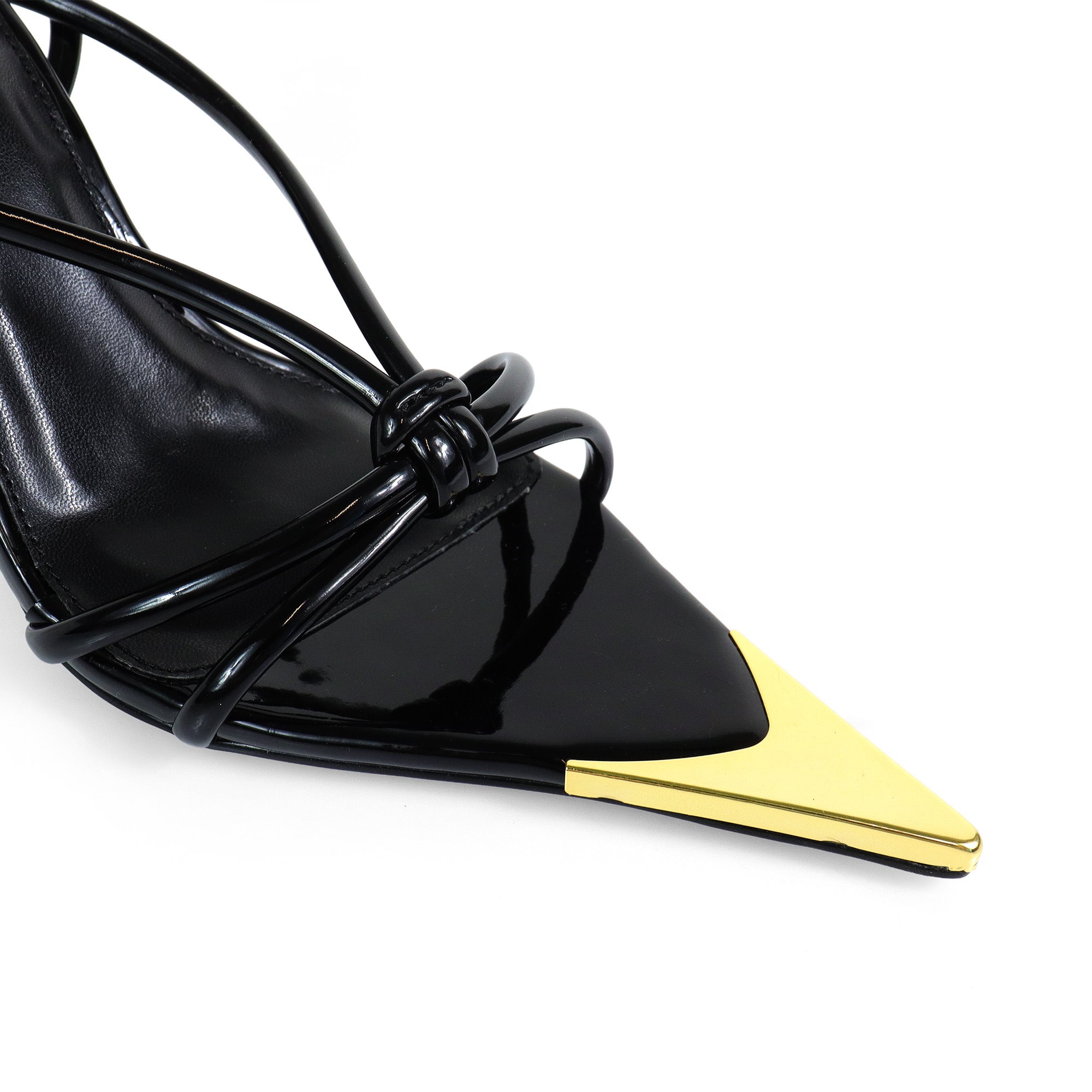 STUZZY-2 POINTED TOE STRAPPY W/ CURVE HEEL BLACK