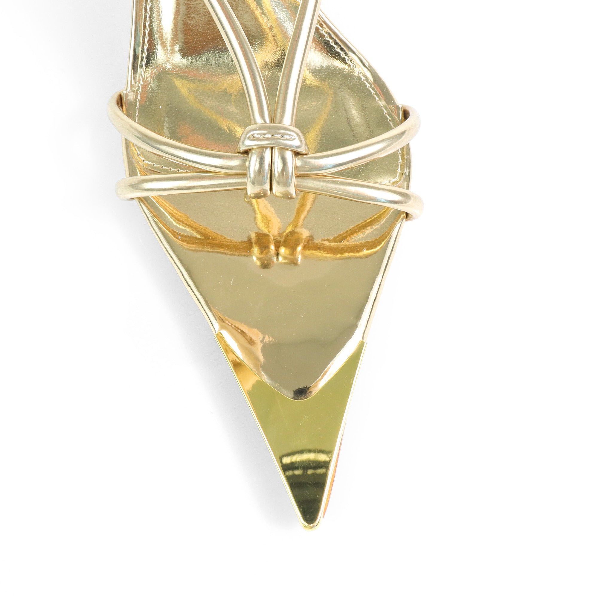 STUZZY-2 POINTED TOE STRAPPY W/ CURVE HEEL GOLD