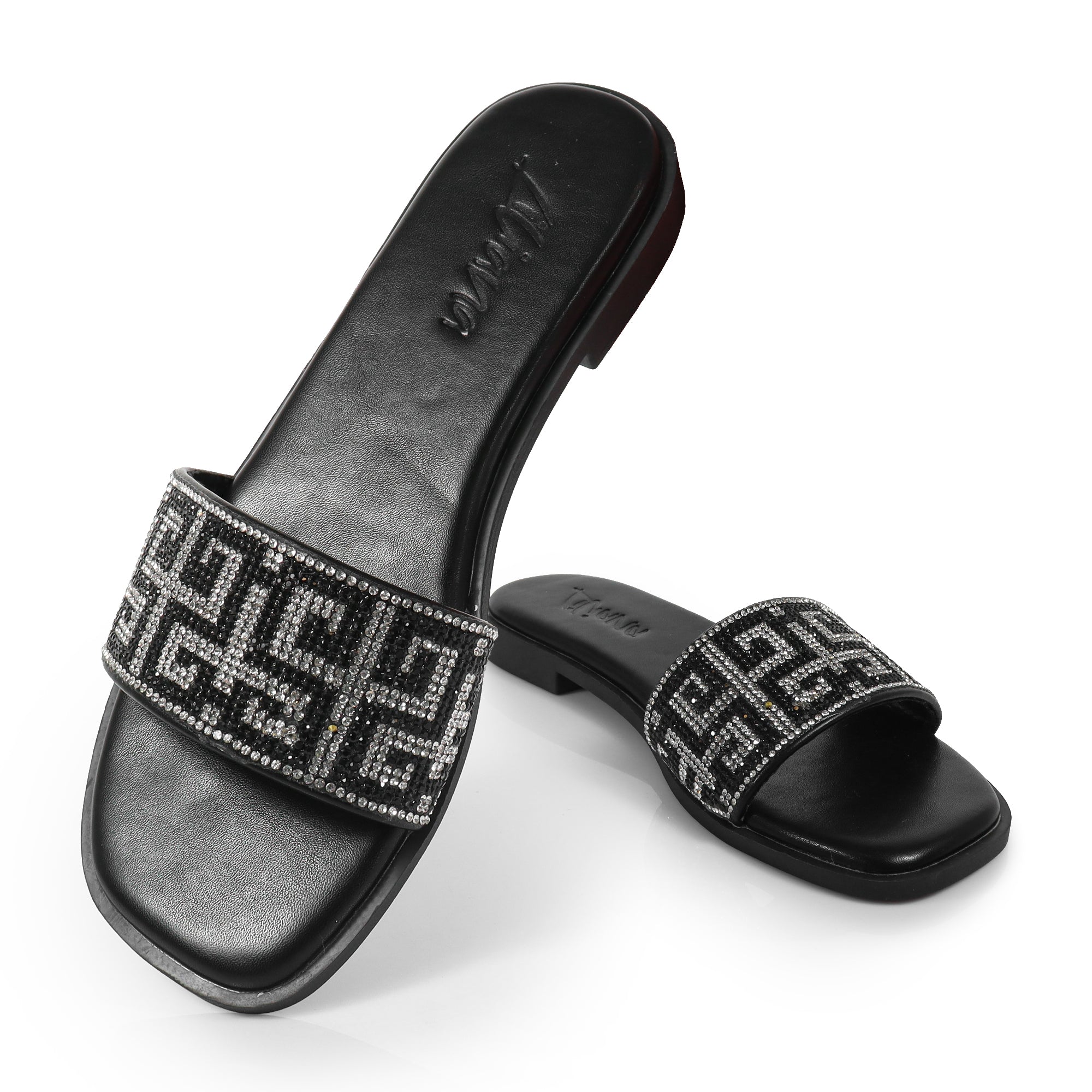 SUZANNA-2 RHINESTONE SANDAL BLACK