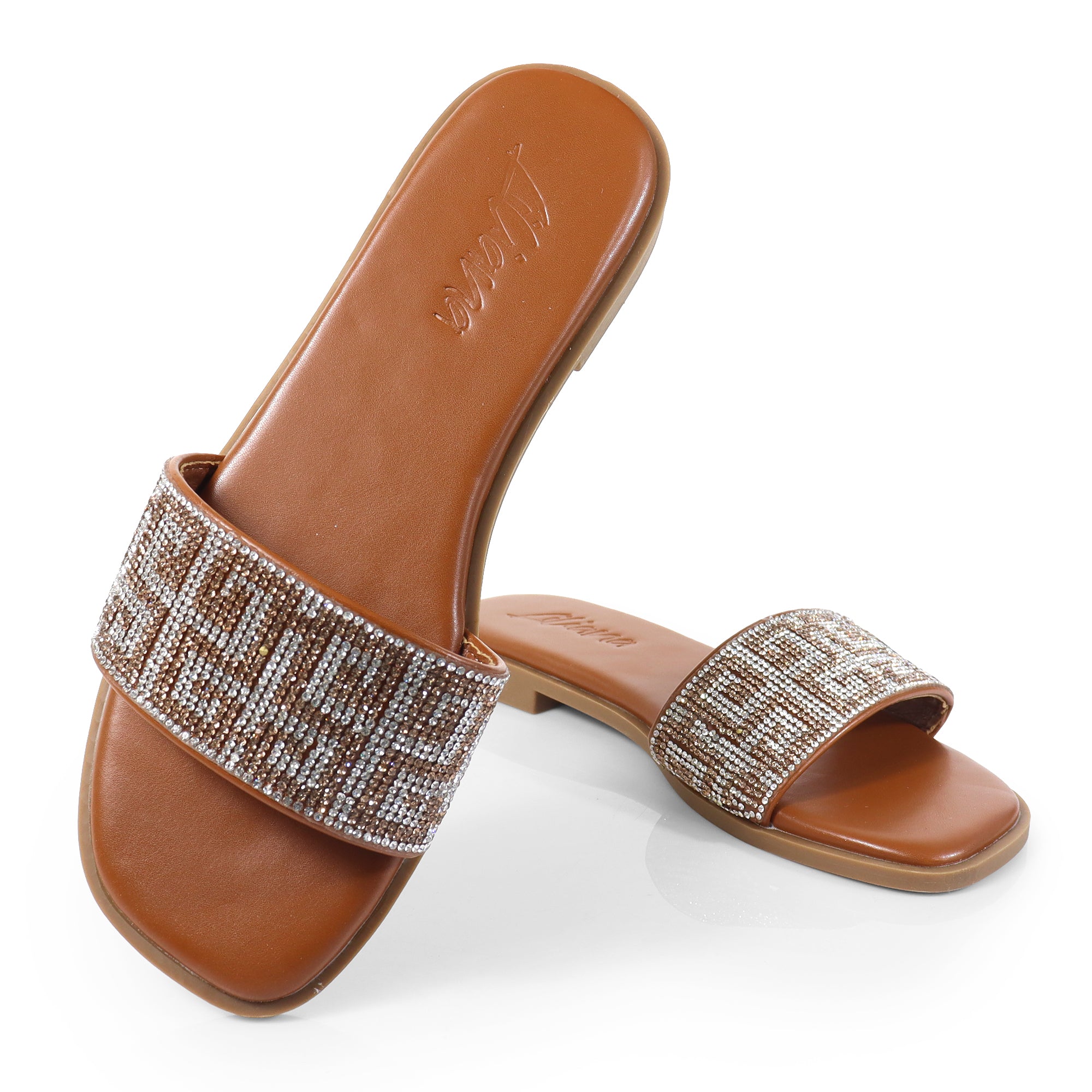 SUZANNA-2 RHINESTONE SANDAL BROWN