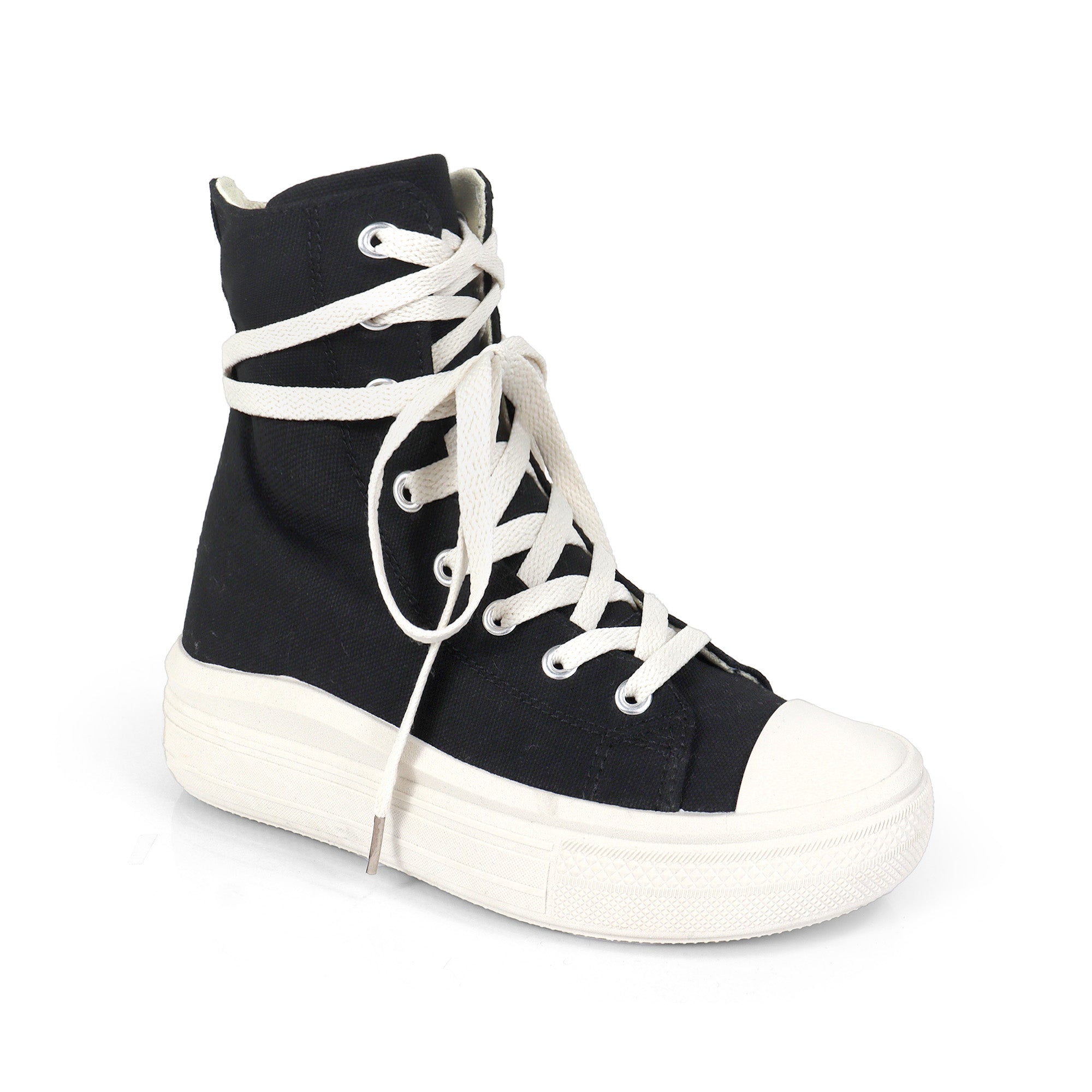 SWOOSH-1 HIGH TOP LACE UP SNEAKERS BLACK