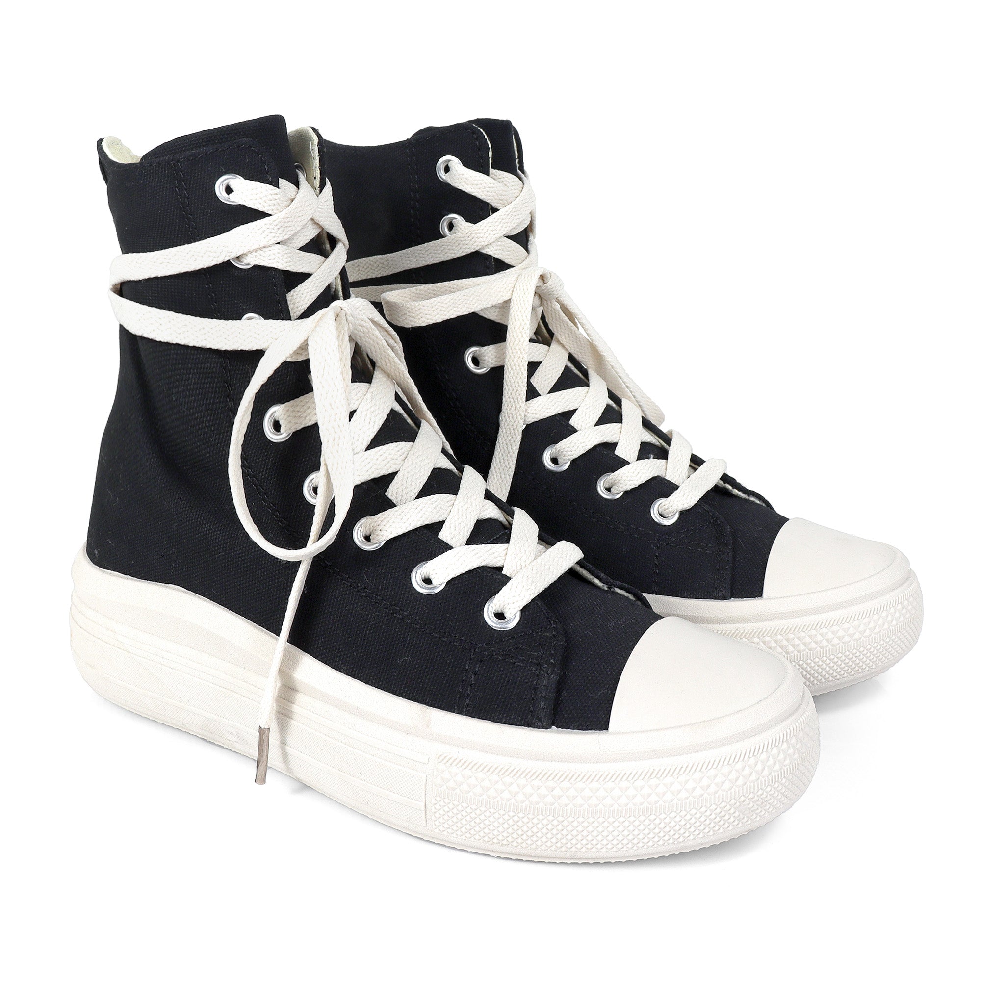 SWOOSH-1 HIGH TOP LACE UP SNEAKERS BLACK