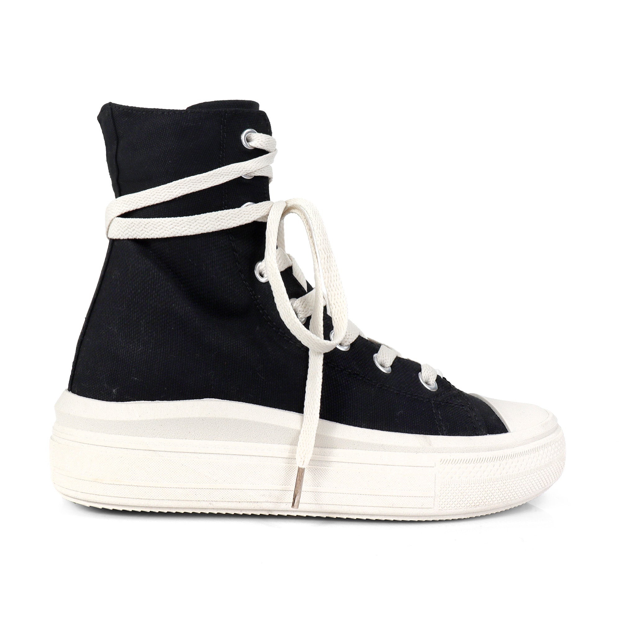 SWOOSH-1 HIGH TOP LACE UP SNEAKERS BLACK