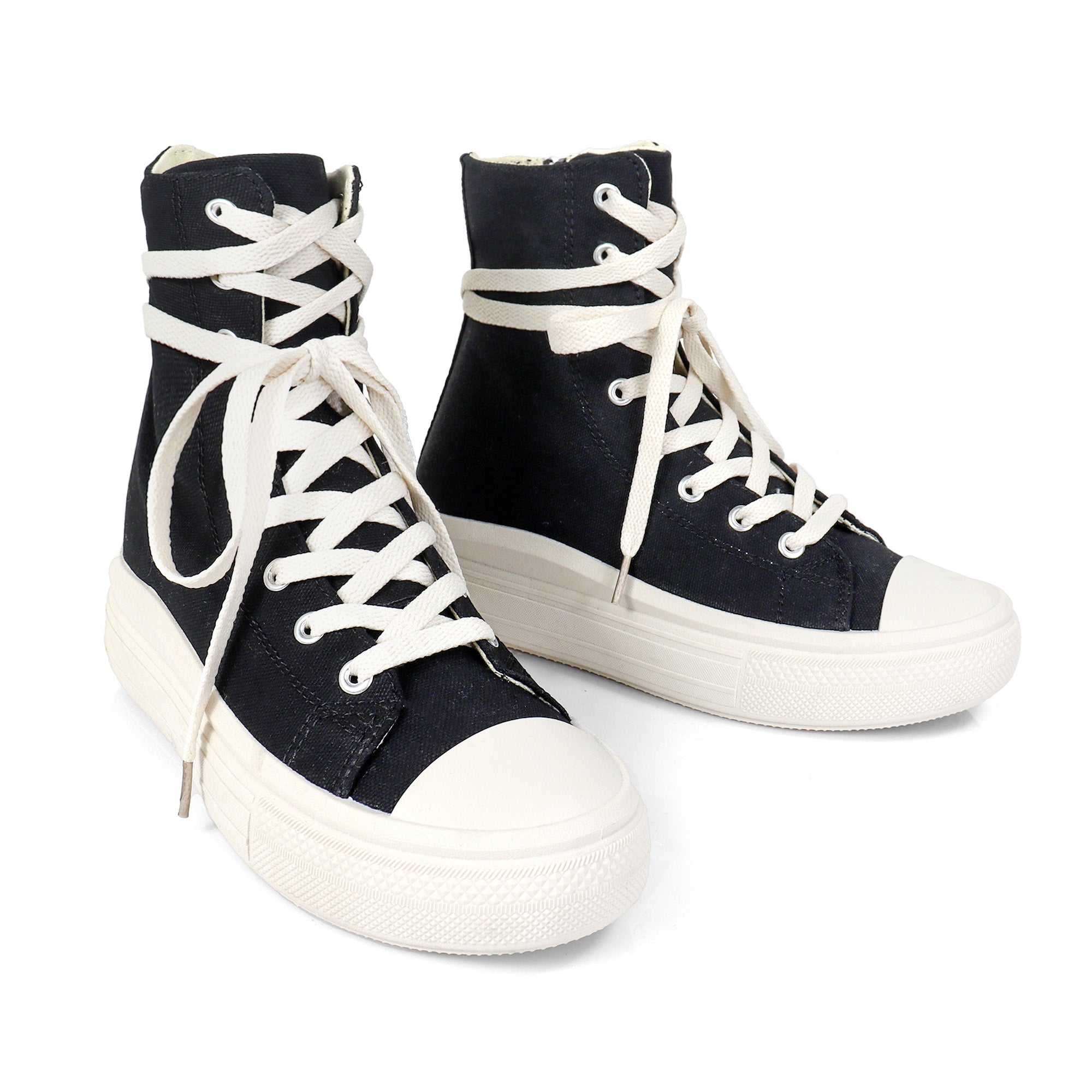 SWOOSH-1 HIGH TOP LACE UP SNEAKERS BLACK