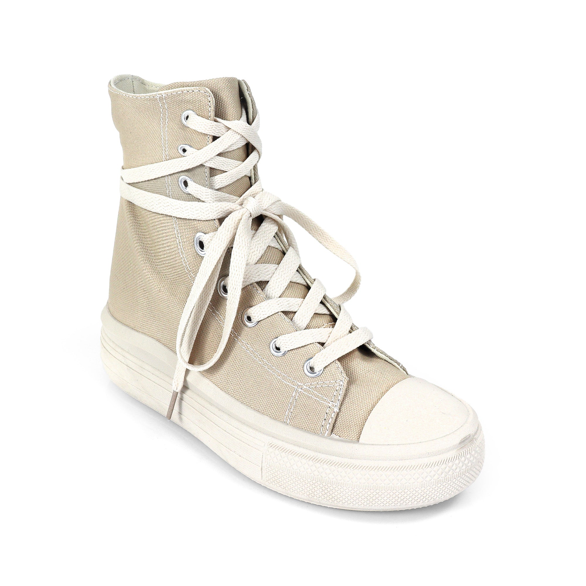 SWOOSH-1 HIGH TOP LACE UP SNEAKERS SAND