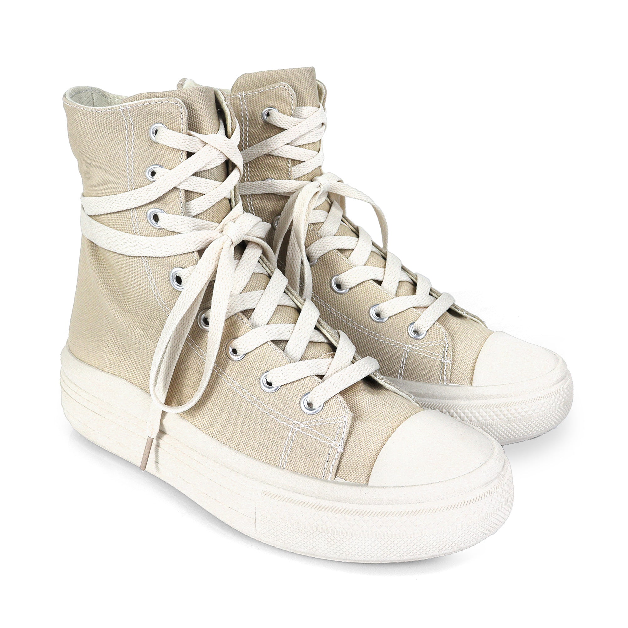 SWOOSH-1 HIGH TOP LACE UP SNEAKERS SAND