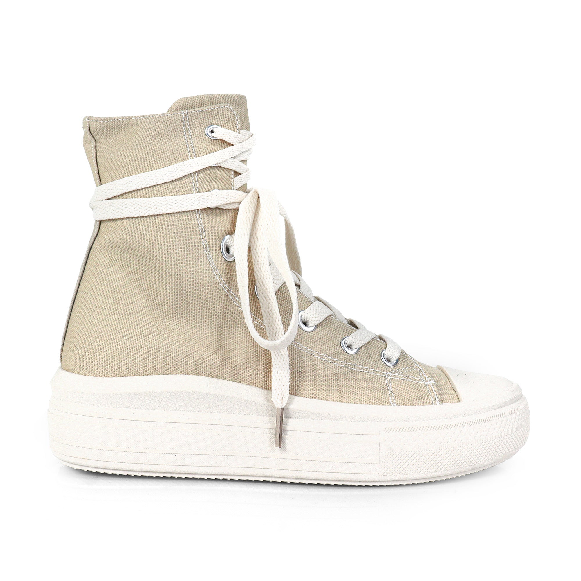 SWOOSH-1 HIGH TOP LACE UP SNEAKERS SAND