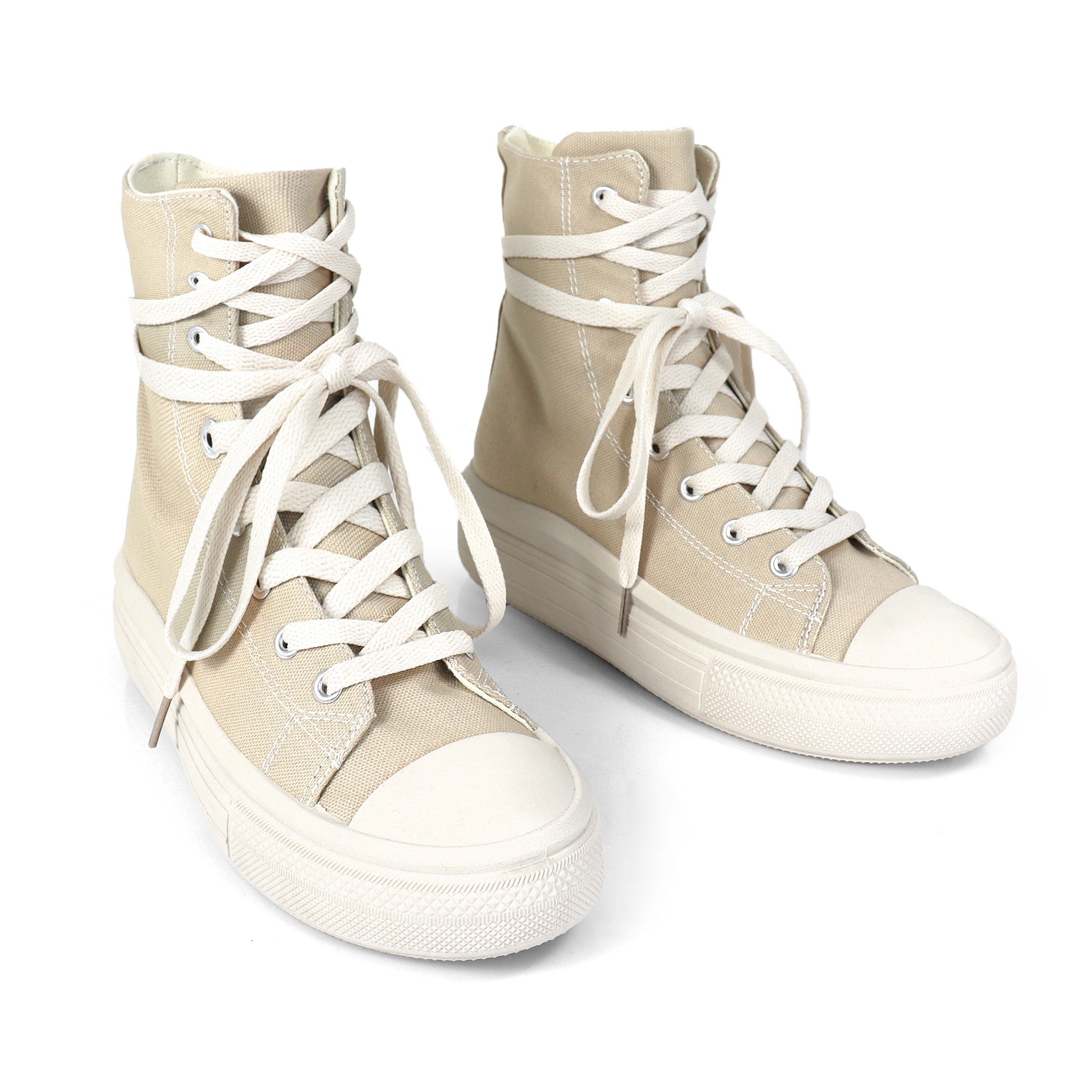 SWOOSH-1 HIGH TOP LACE UP SNEAKERS SAND