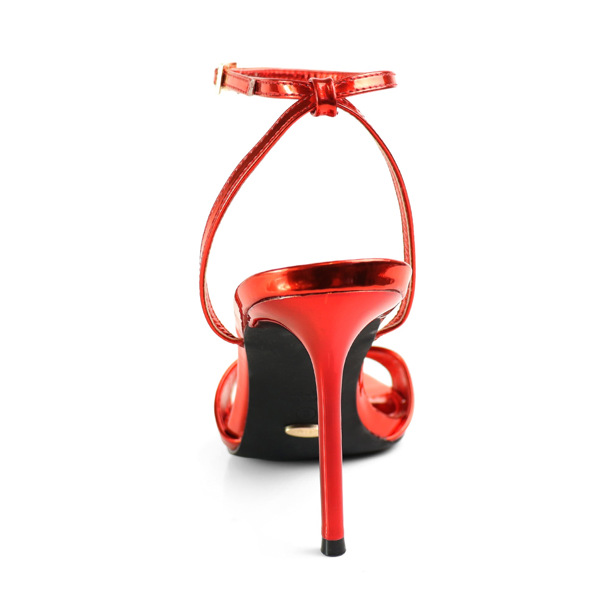 TANJA-1 ANCKLE STRAP W/ HEEL, RED METALLIC
