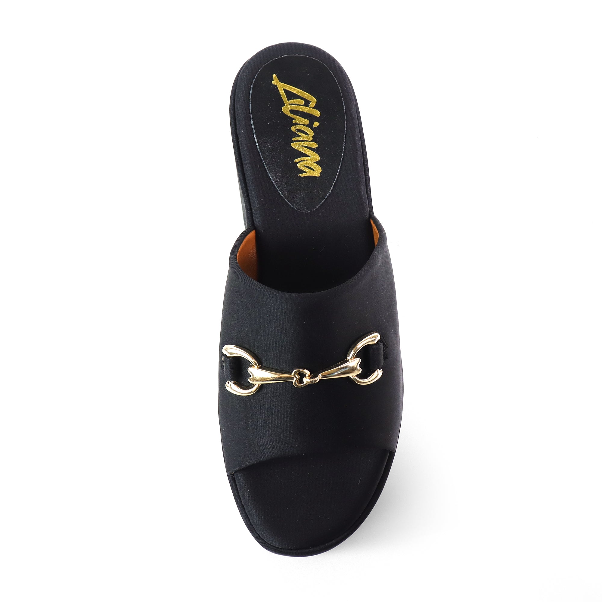 TATIANA-1 OPEN TOE HORSEBIT MULE W/ WEDGE BLACK