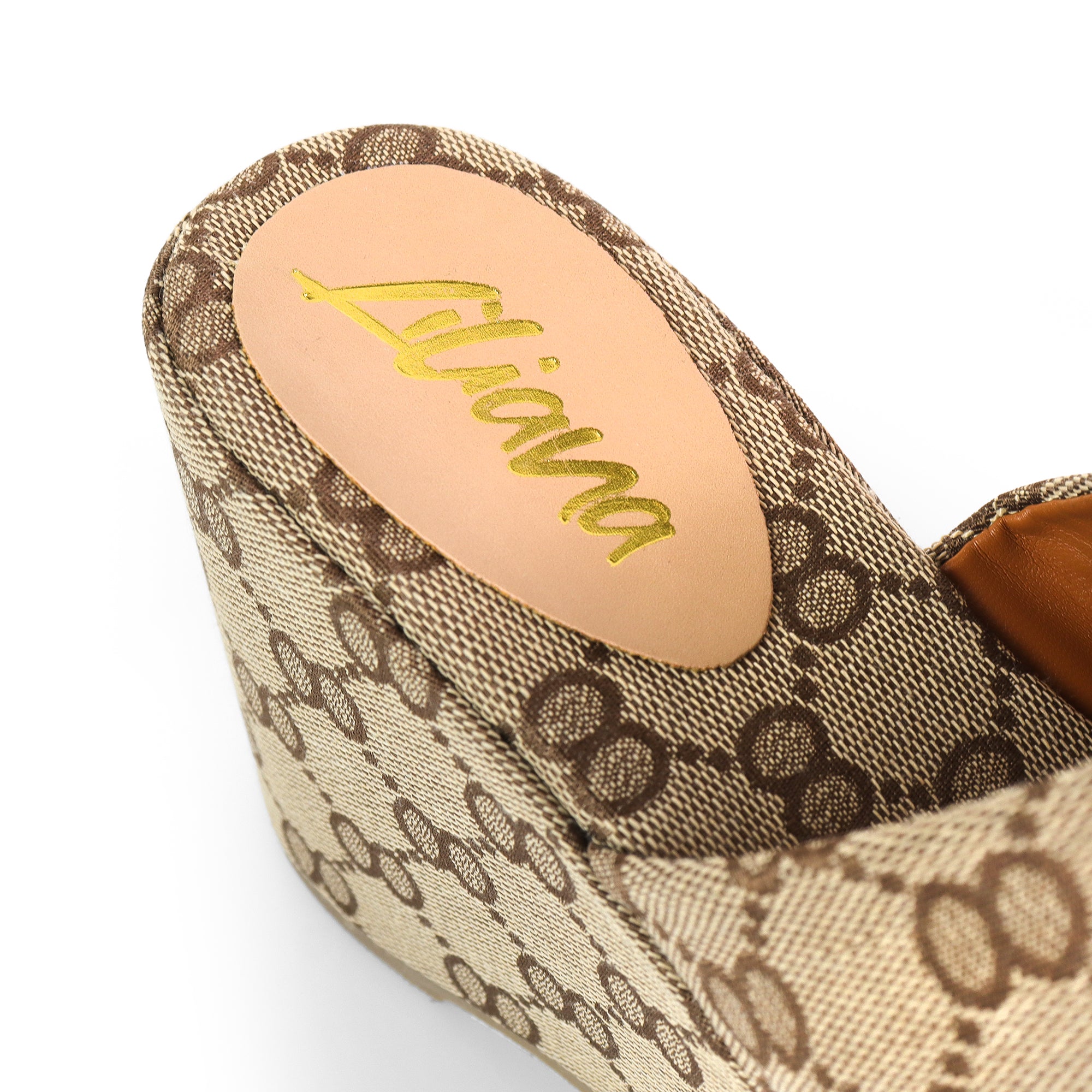 TATIANA-1 OPEN TOE HORSEBIT MULE W/ WEDGE MONOGRAM