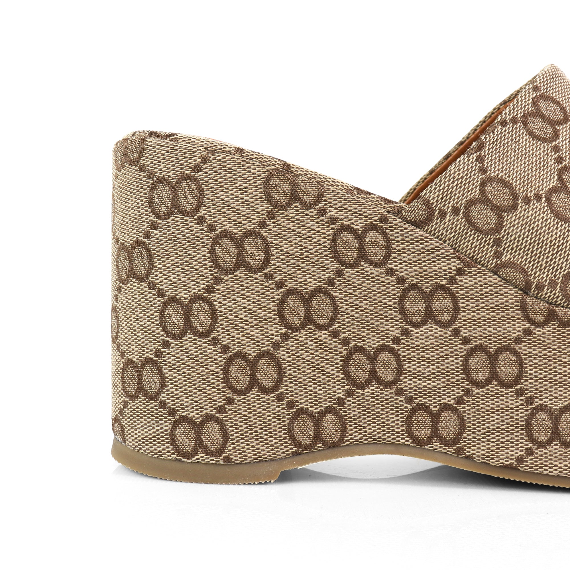 TATIANA-1 OPEN TOE HORSEBIT MULE W/ WEDGE MONOGRAM