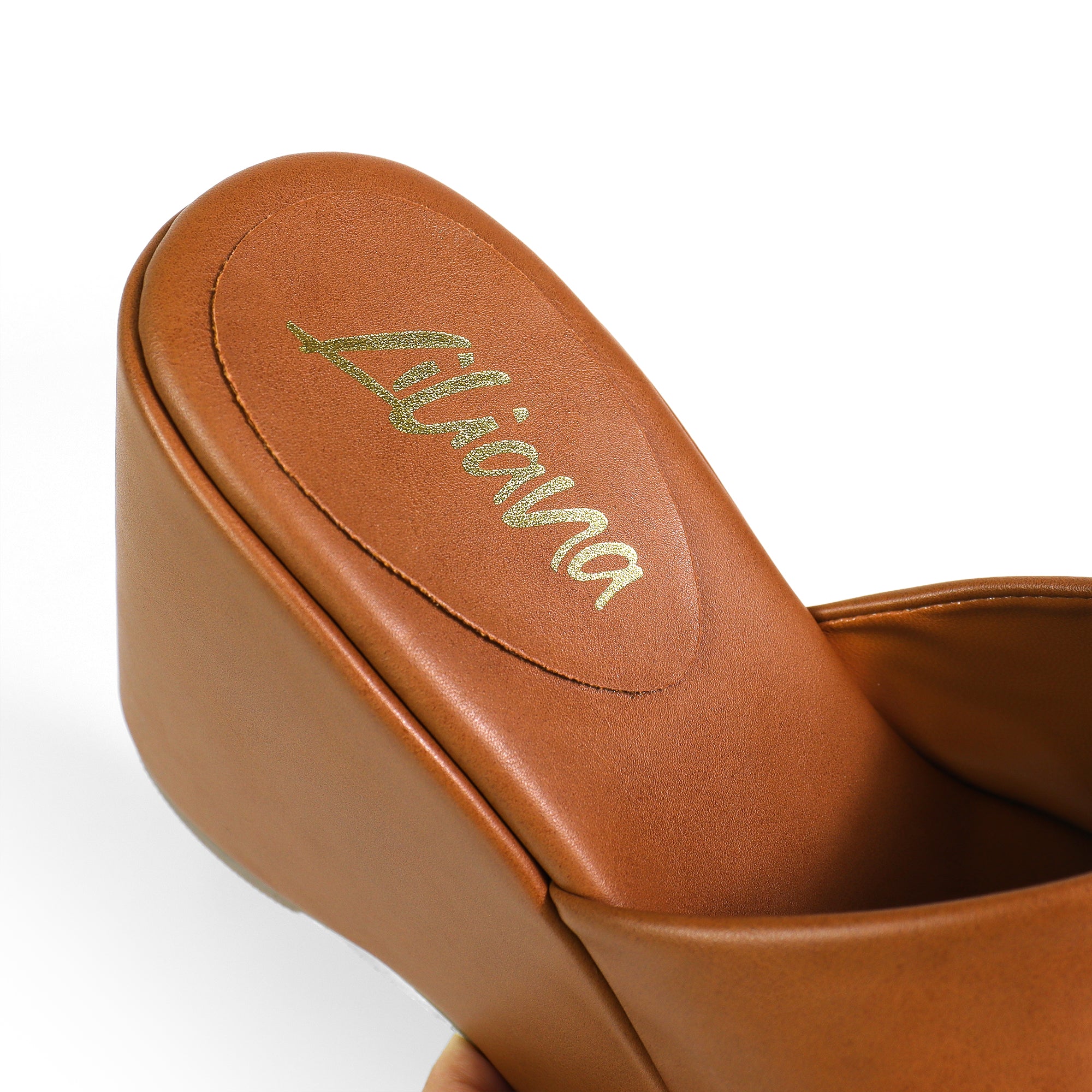 TATIANA-1 OPEN TOE HORSEBIT MULE W/ WEDGE TAN