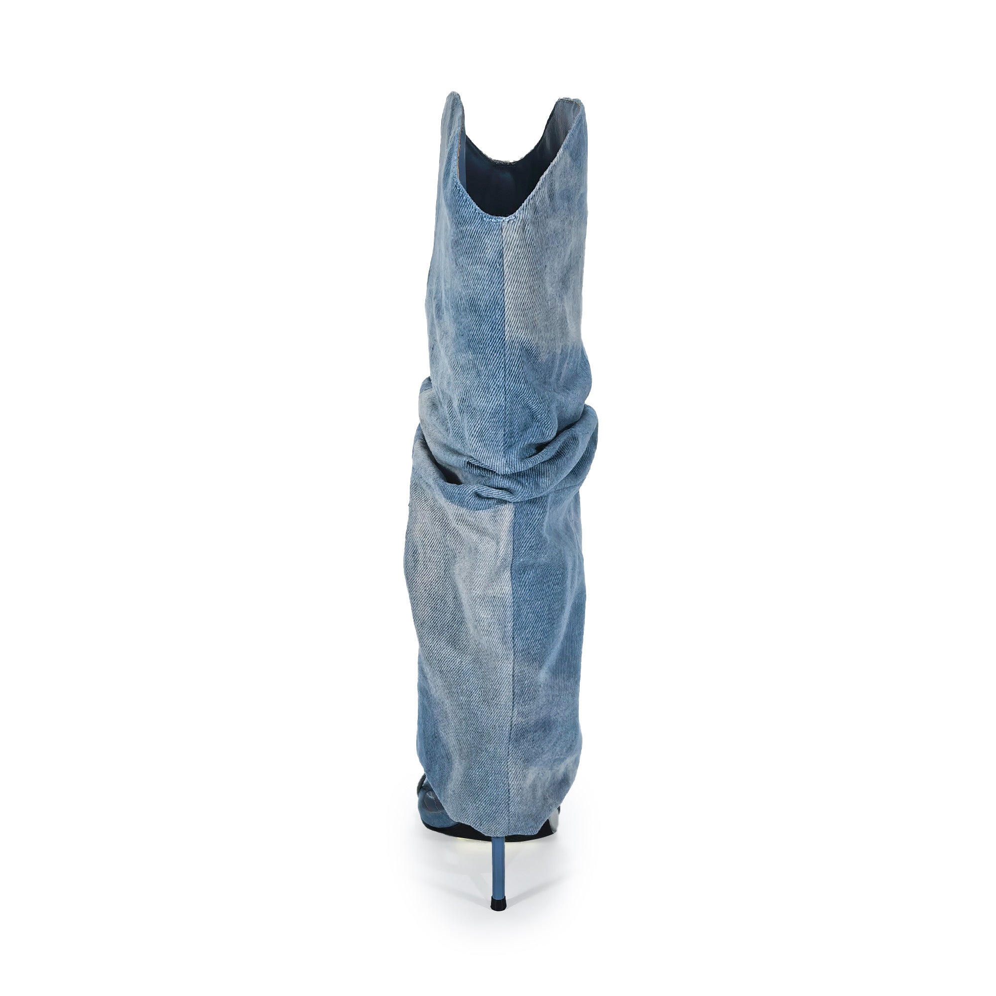 TAYLOR-1 OPEN TOE KNEE HEIGHT SANAL W/ HEEL, DENIM